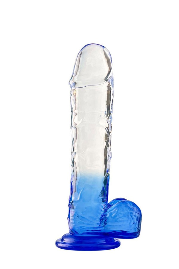 Şeffaf Mavi Renkli Jel Dildo - 15 cm