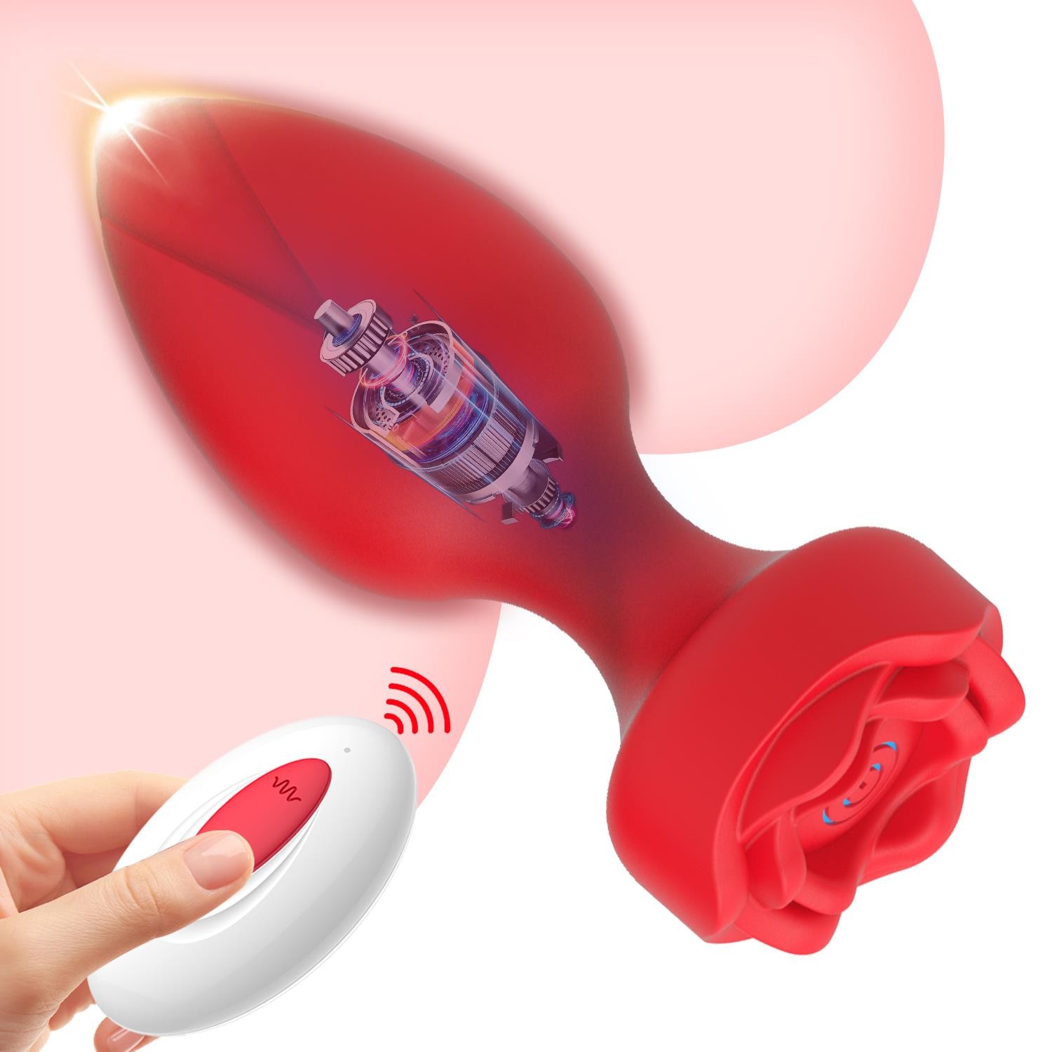 Uzaktan Kumandalı Gül Görünümlü Şarjlı Anal Plug