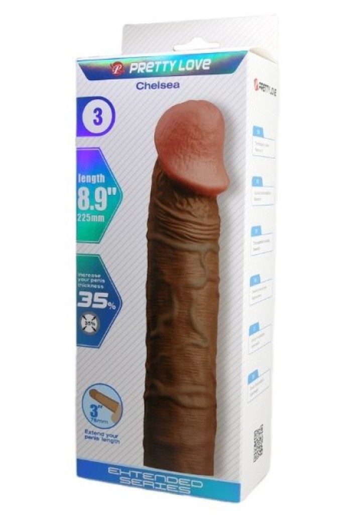 Chelsea Ten Dokulu Uzatıcı Penis Kılıfı Brown - 22,5 cm