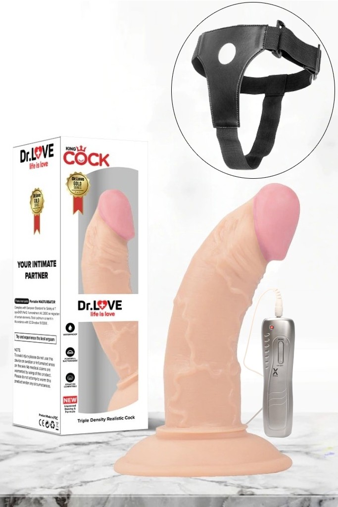 Realistik Titreşimli Damarlı Vantuzlu Kemerli Vibratör - 14 cm