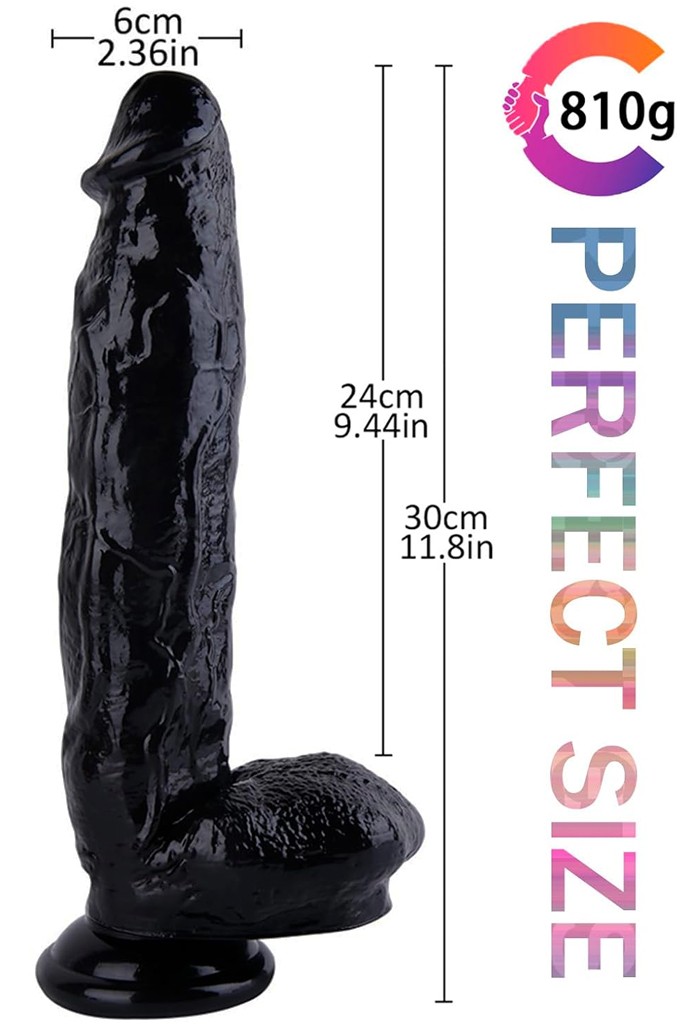 XL 30x6 cm Siyah Realistik Dildo