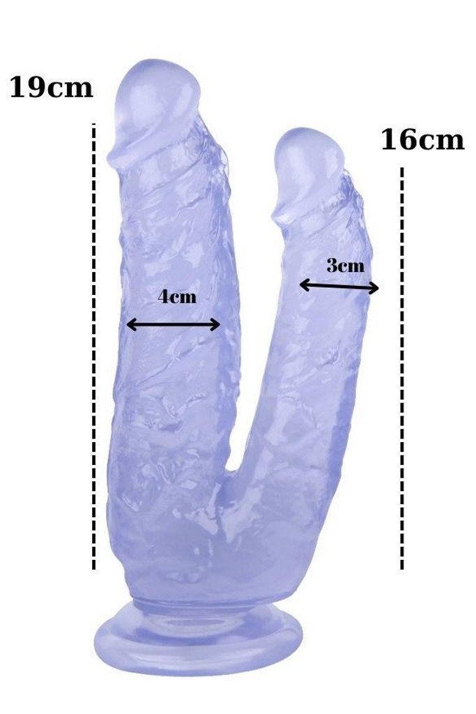 Libido Realistik Çatal Dildo - Mor