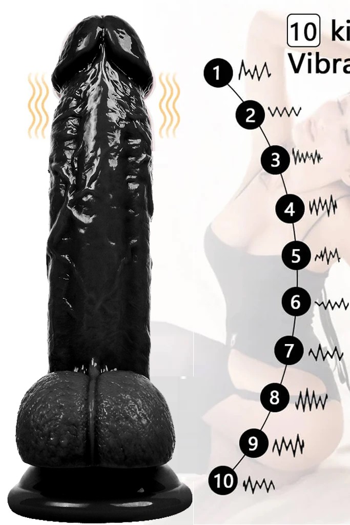Kablosuz Titreşimli USB Şarjlı Realistik Vibratör - 19 cm - Siyah