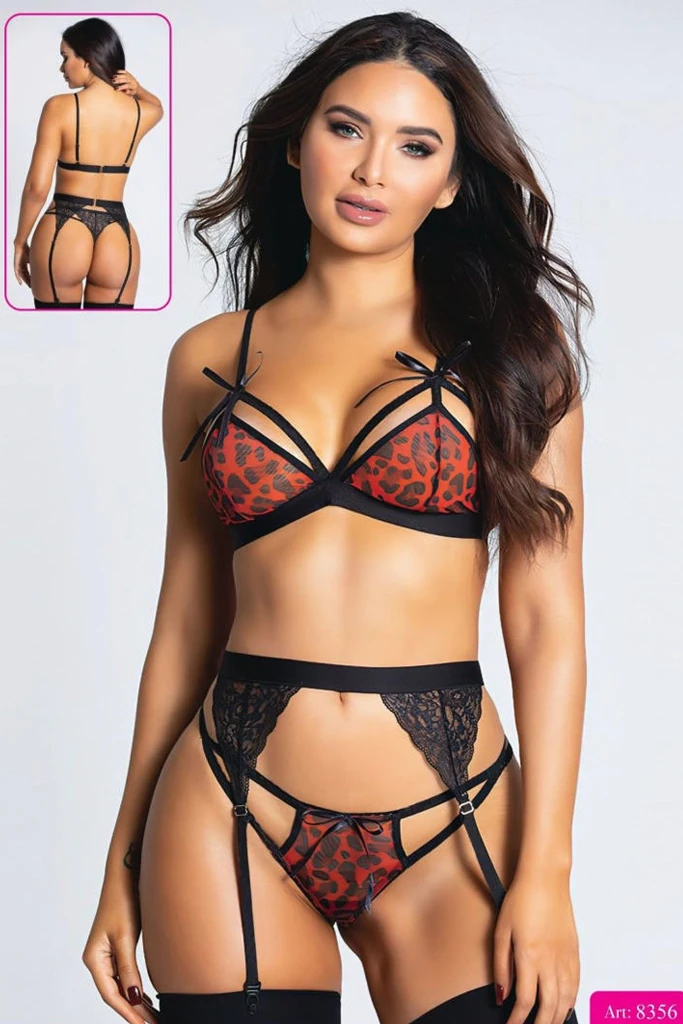 Kırmızı Siyah Seksi Jartiyer Takımı