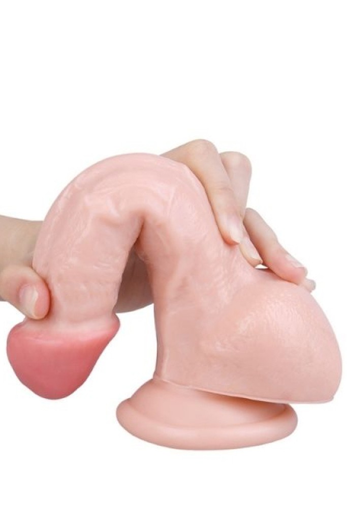 Yukarı Eğimli Ten Rengi 21 cm Soft Dildo