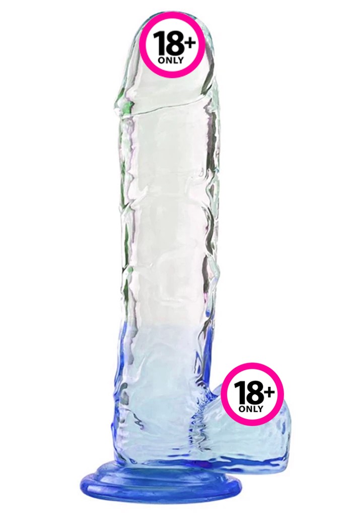 Şeffaf Mavi Renkli Jel Dildo - 20 cm