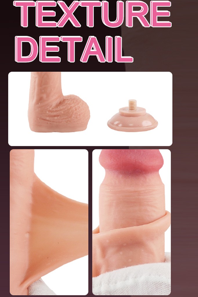 Çift Katmanlı Gerçekçi Kayar Deri Ultra Yumuşak Realistik Dildo 20,5 cm