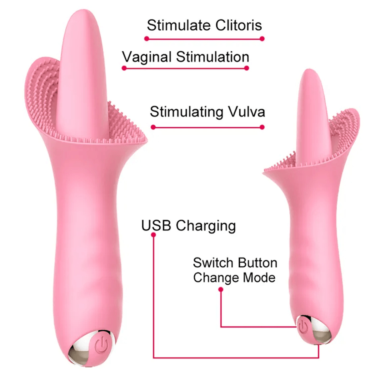 TONGUE Şarjlı Vibratör 14.5cm - Pembe