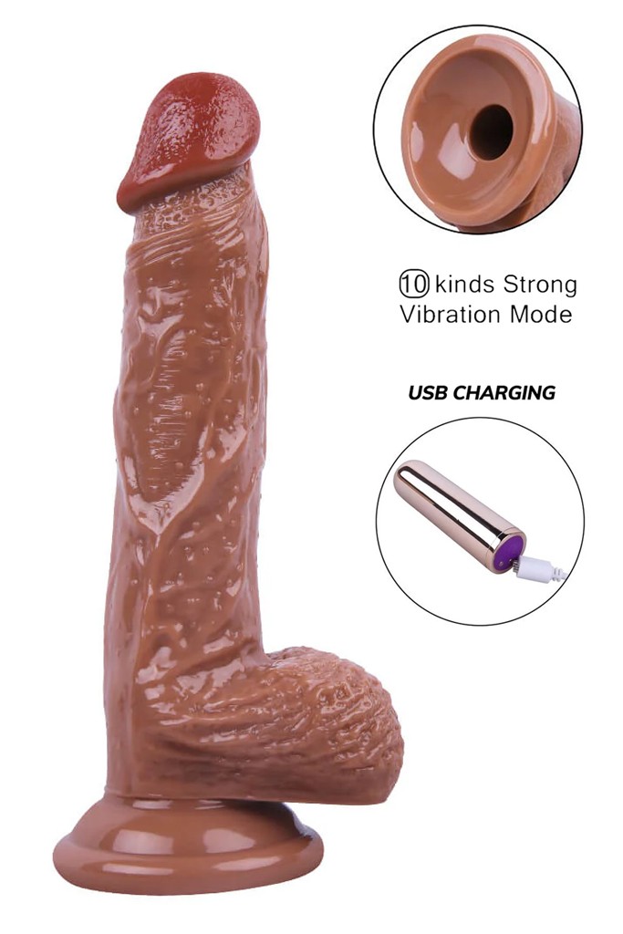 Kablosuz Titreşimli USB Şarjlı Realistik Vibratör - 19 cm - Melez
