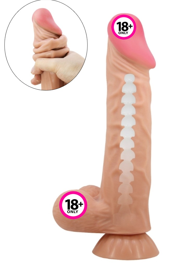 Ortan 9.4 İnç Kıkırdak Yapılı Gerçek Kayar Deri Dildo