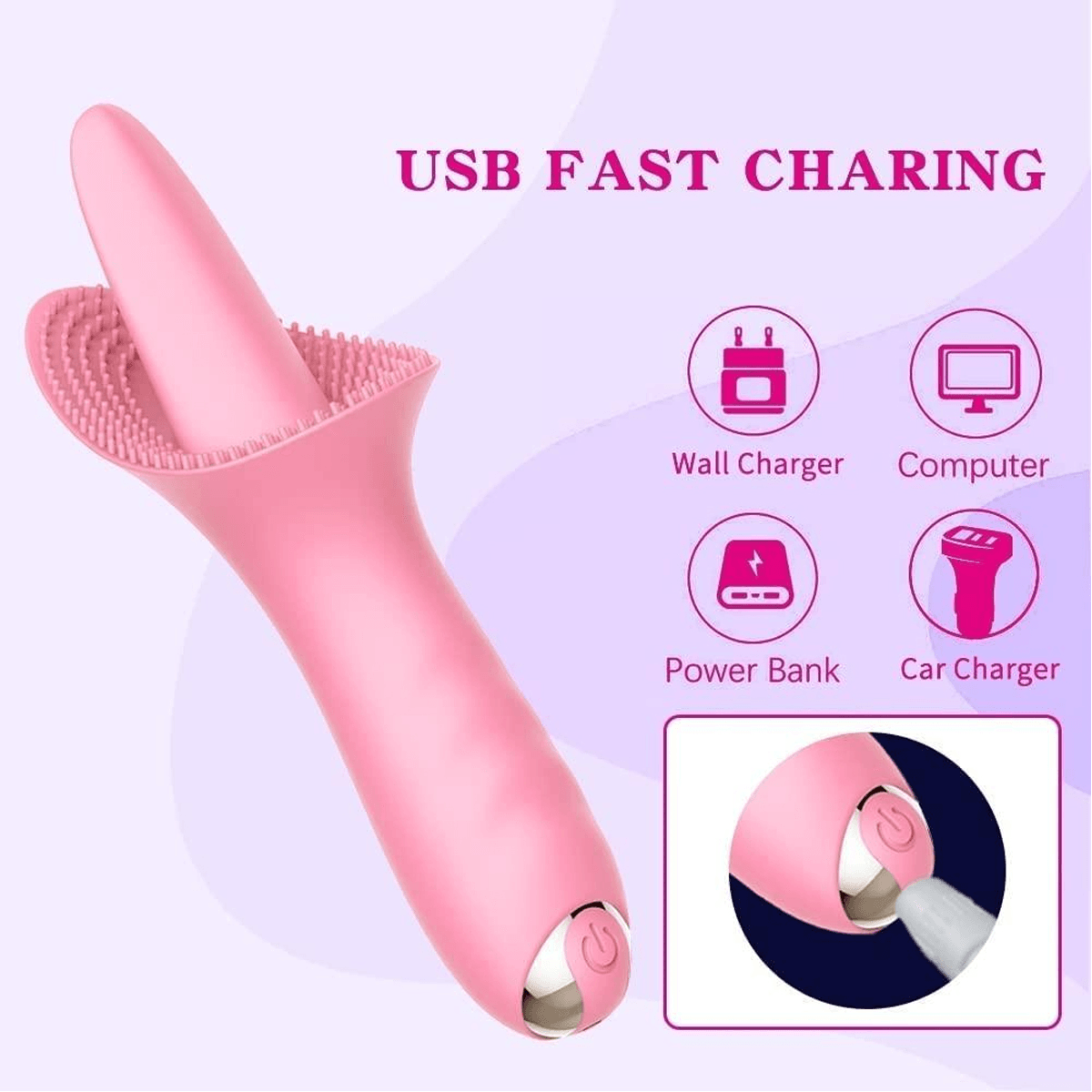 TONGUE Şarjlı Vibratör 14.5cm - Pembe