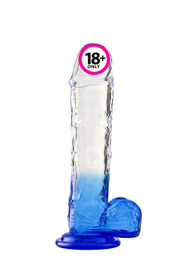 Şeffaf Mavi Renkli Jel Dildo - 15 cm