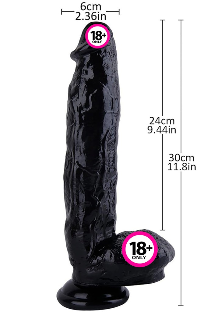 XL 30x6 cm Siyah Realistik Dildo