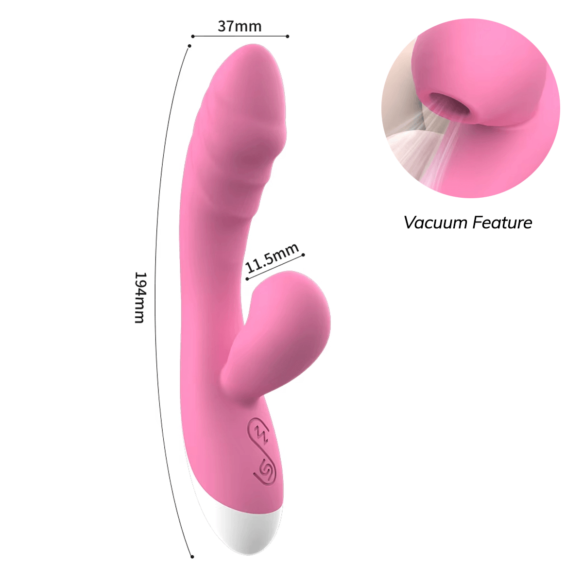 Emme ve Dil Özellikli Curved Rabbit Vibratör - Pembe