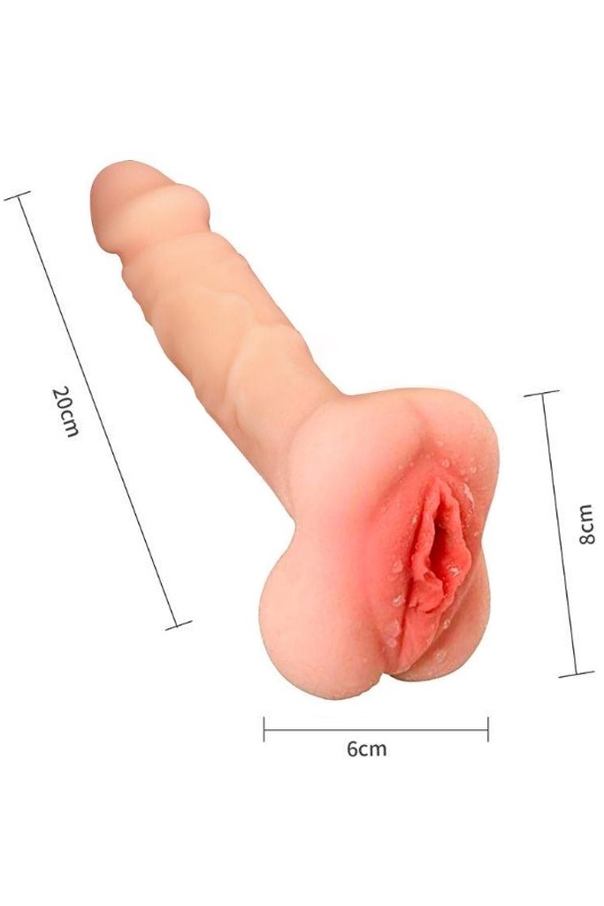 3'ü Bir Arada Realistik Penis Kılıfı - Masturbatör - Dildo 20 cm