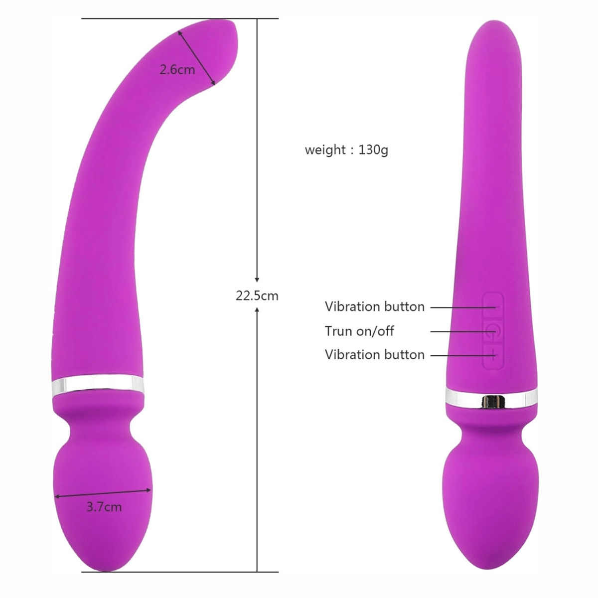 MASSAGE STICK Çift Taraflı G-Spot ve Klitoris Masaj Vibratörü - Mor