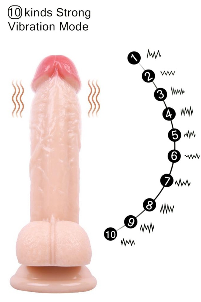 Kablosuz Titreşimli USB Şarjlı Realistik Vibratör - 21 cm - Ten Rengi