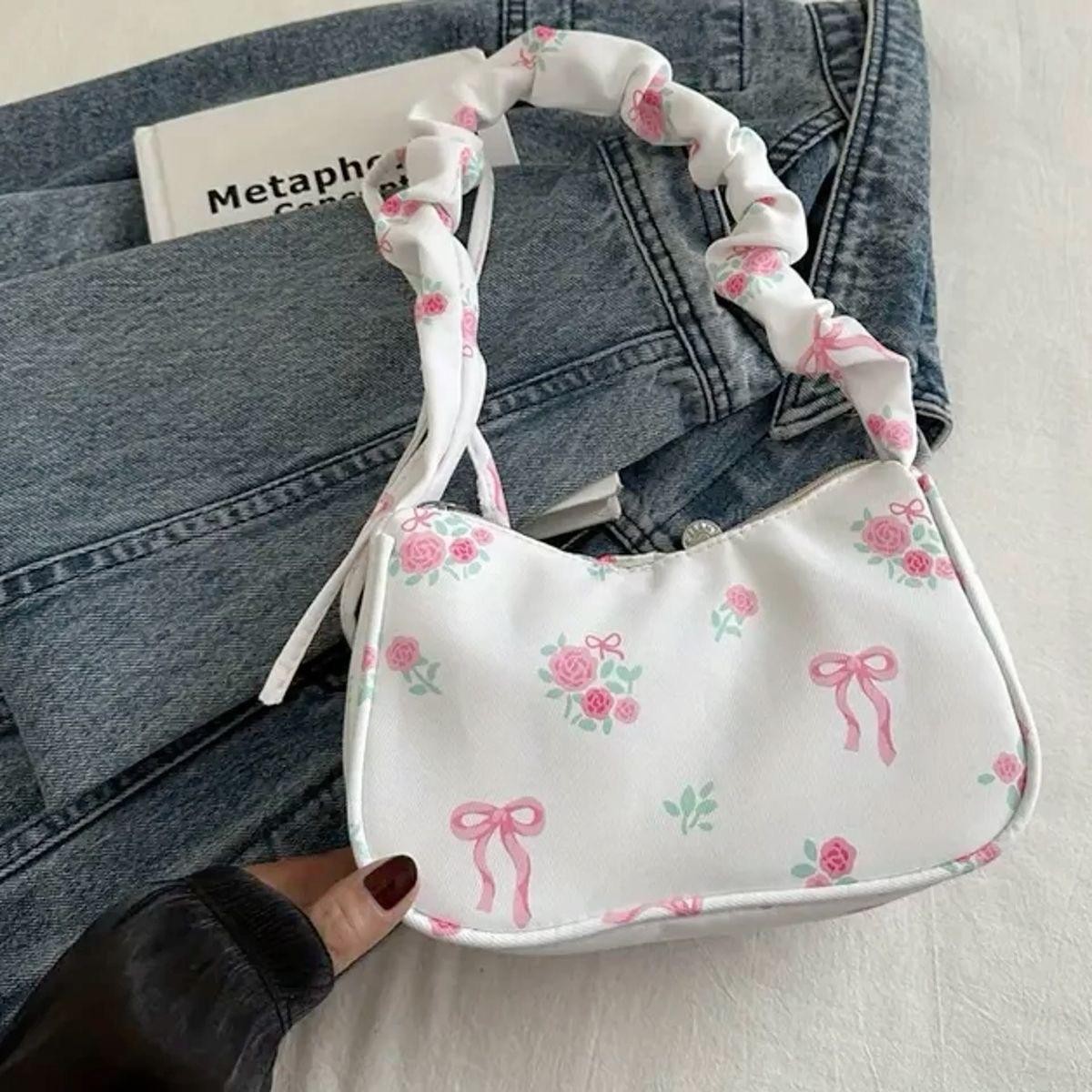 flowers bag beyaz çanta