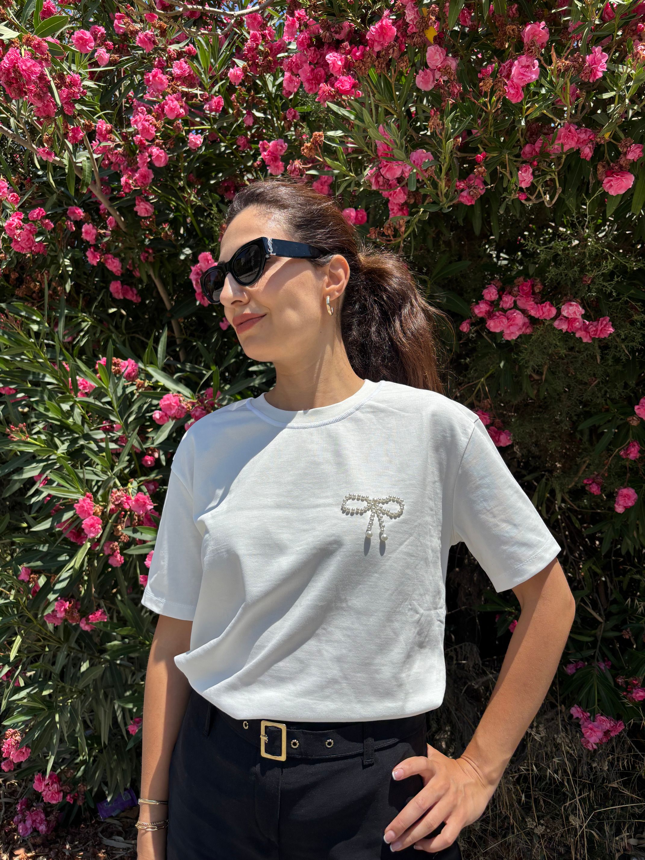 İnci Kurdelalı Tshirt
