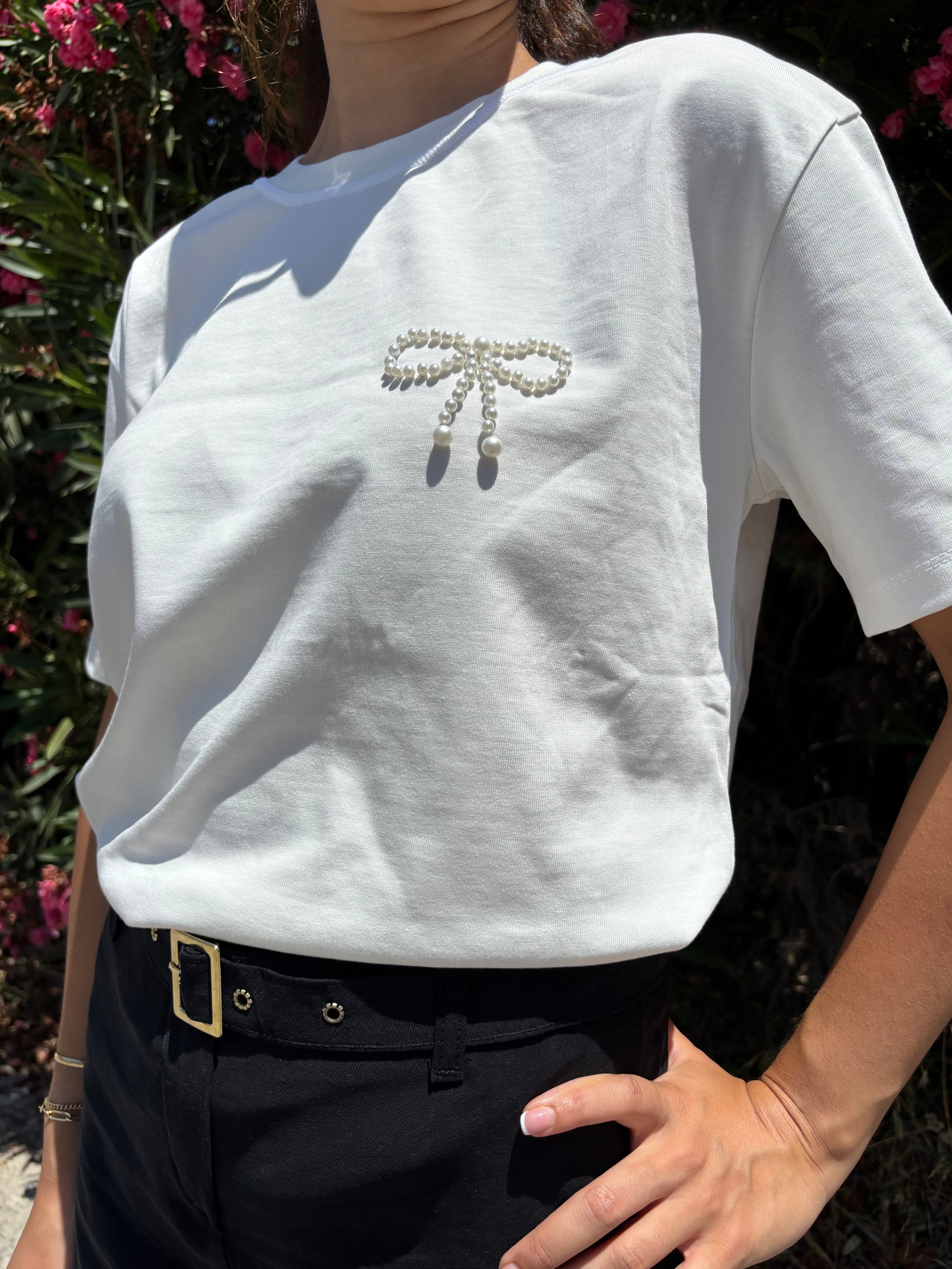 İnci Kurdelalı Tshirt