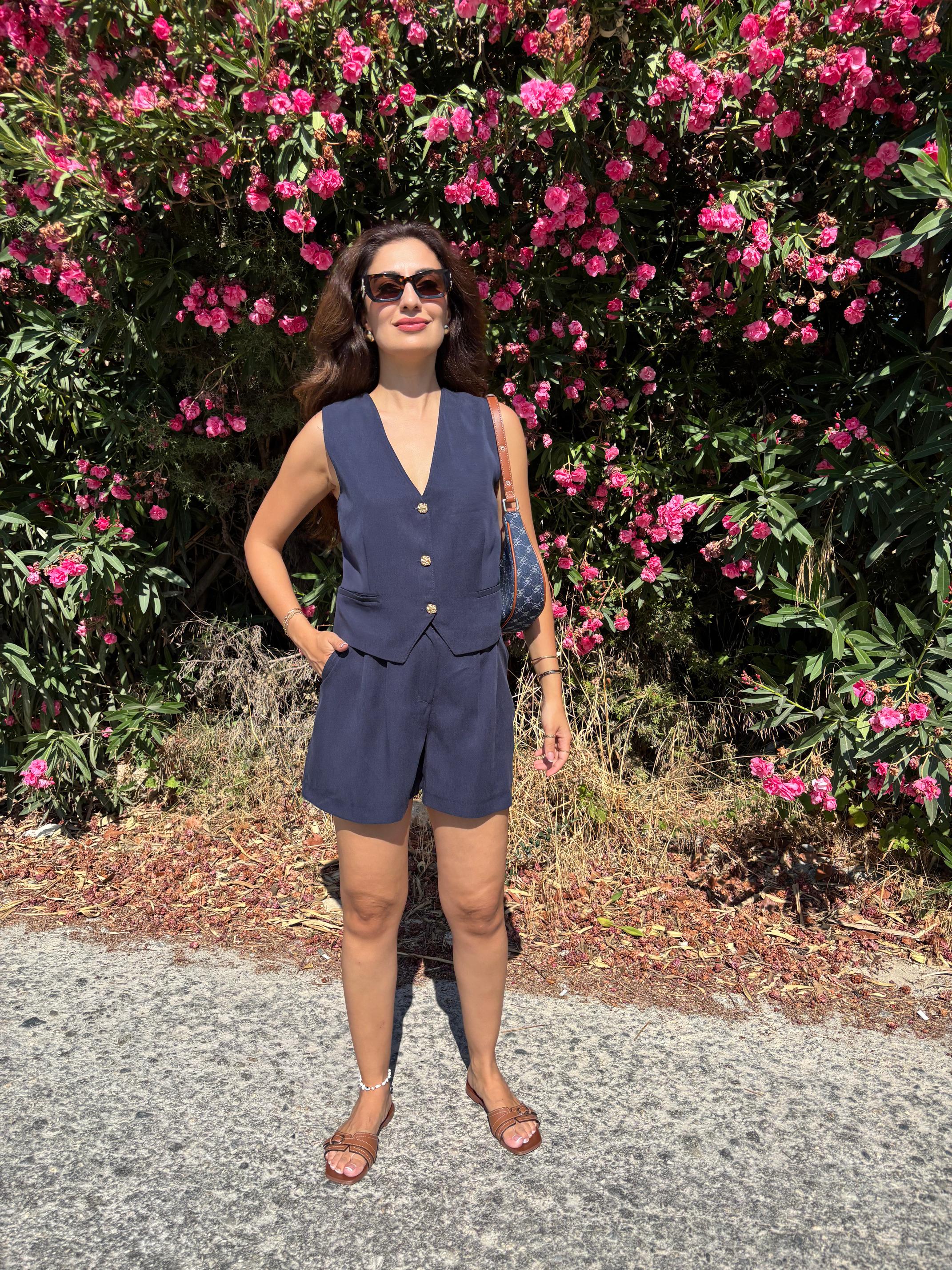 Tencel Yelekli  Şortlu Takım