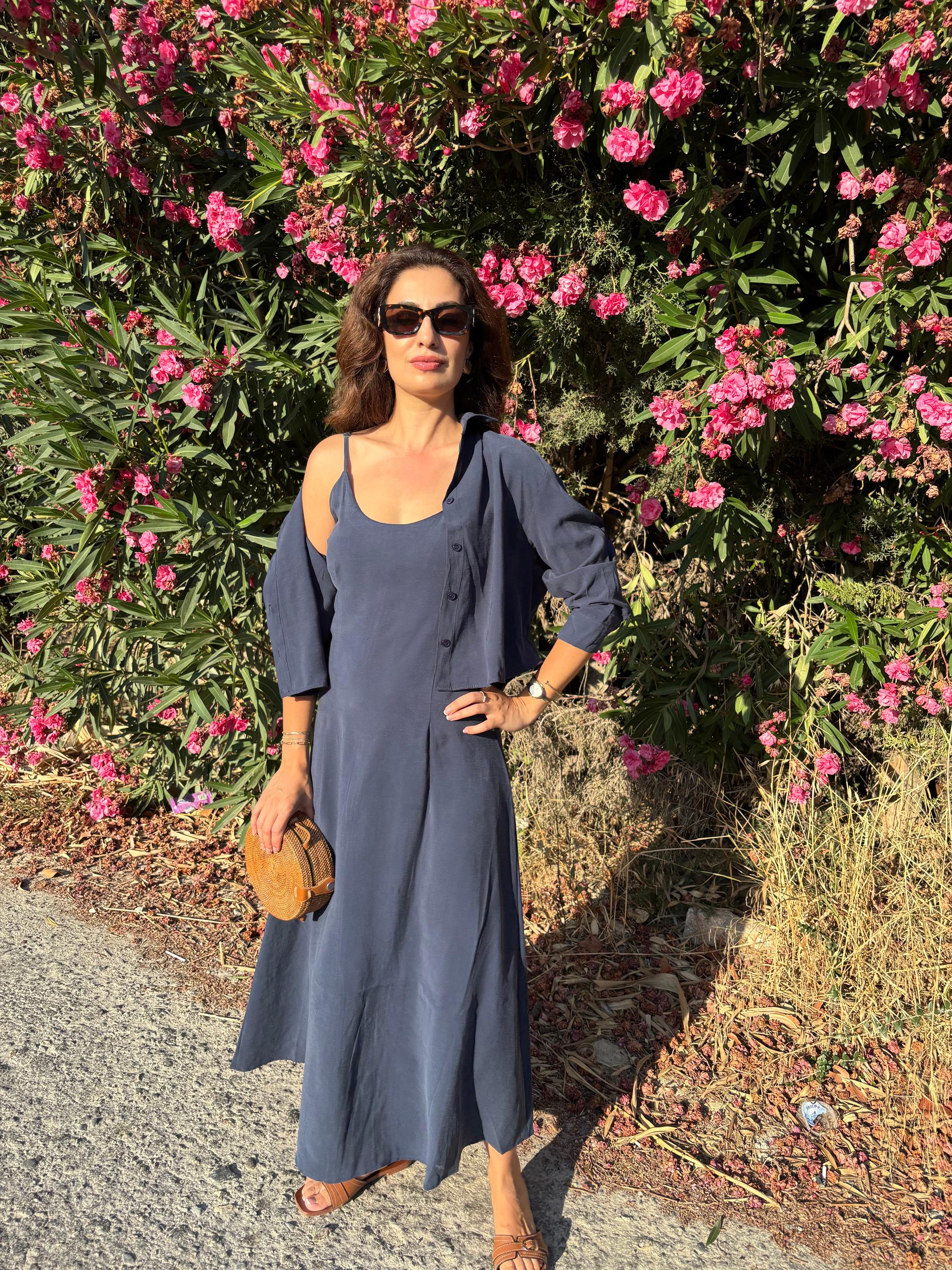 Tencel Gömlek Elbise Takım