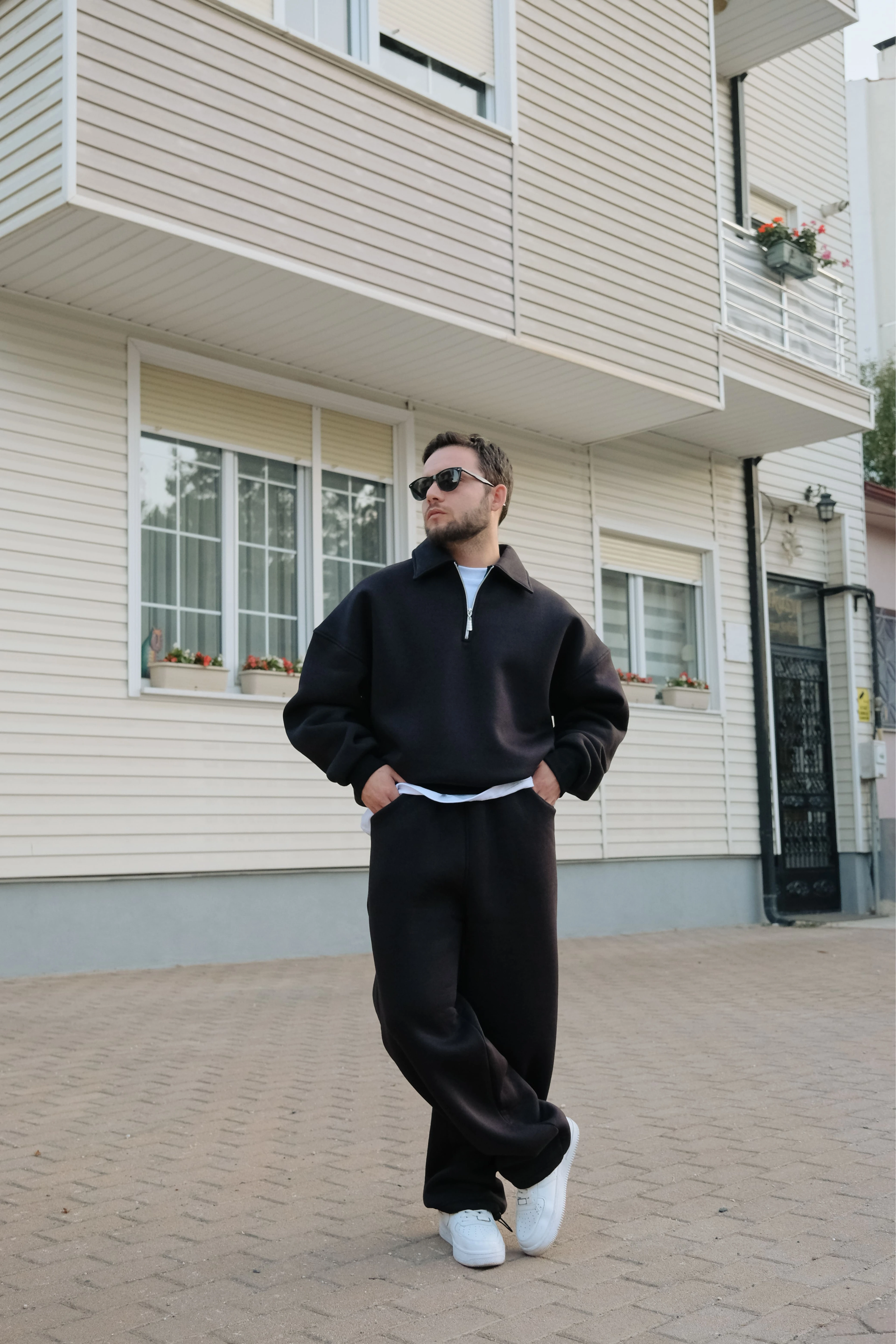 Bomber Yarım Fermuarlı Oversize Sweatshirt 