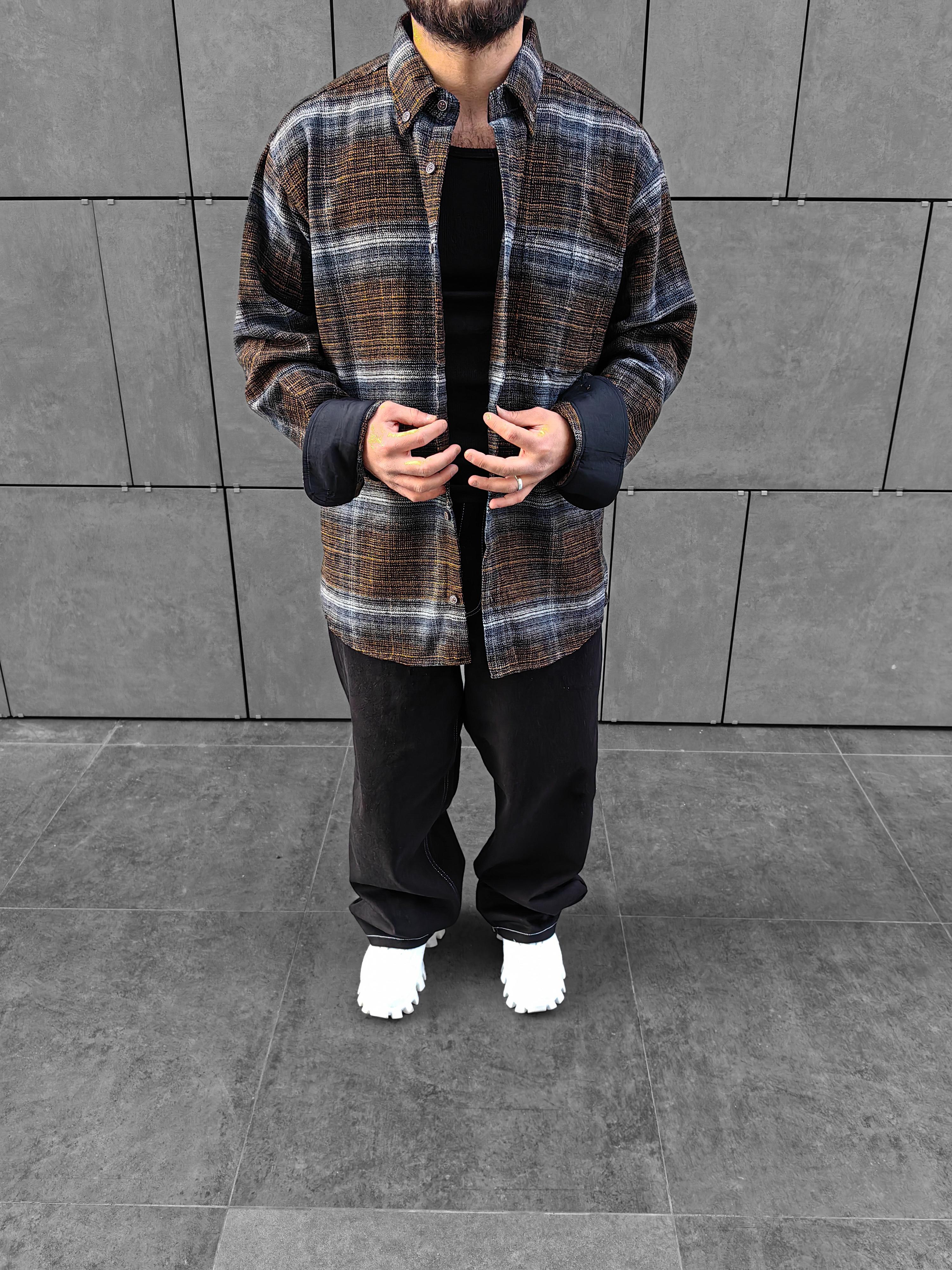 Haki / Gri Oversize Oduncu Gömleği
