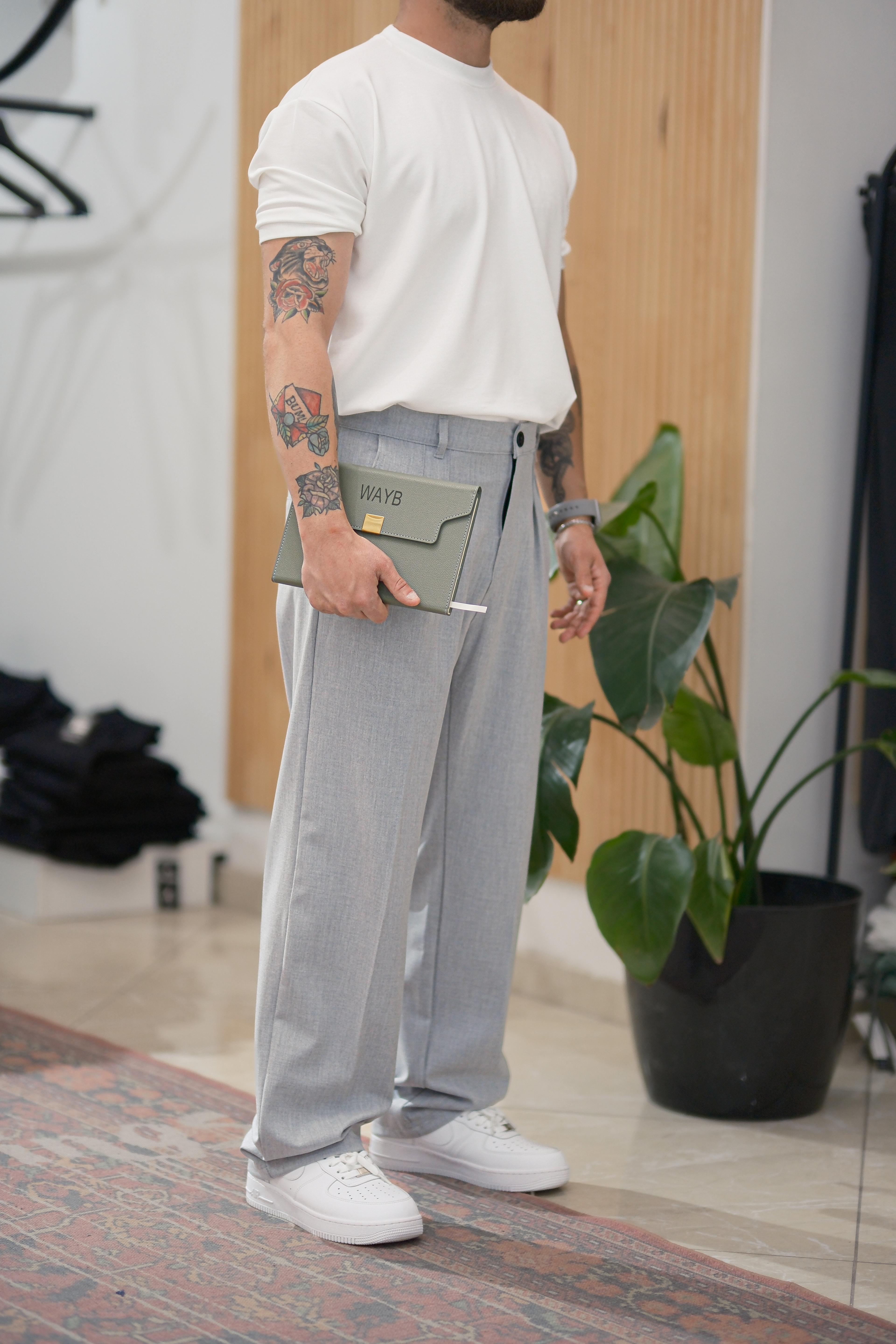 Gri Baggy Kumaş Pantolon