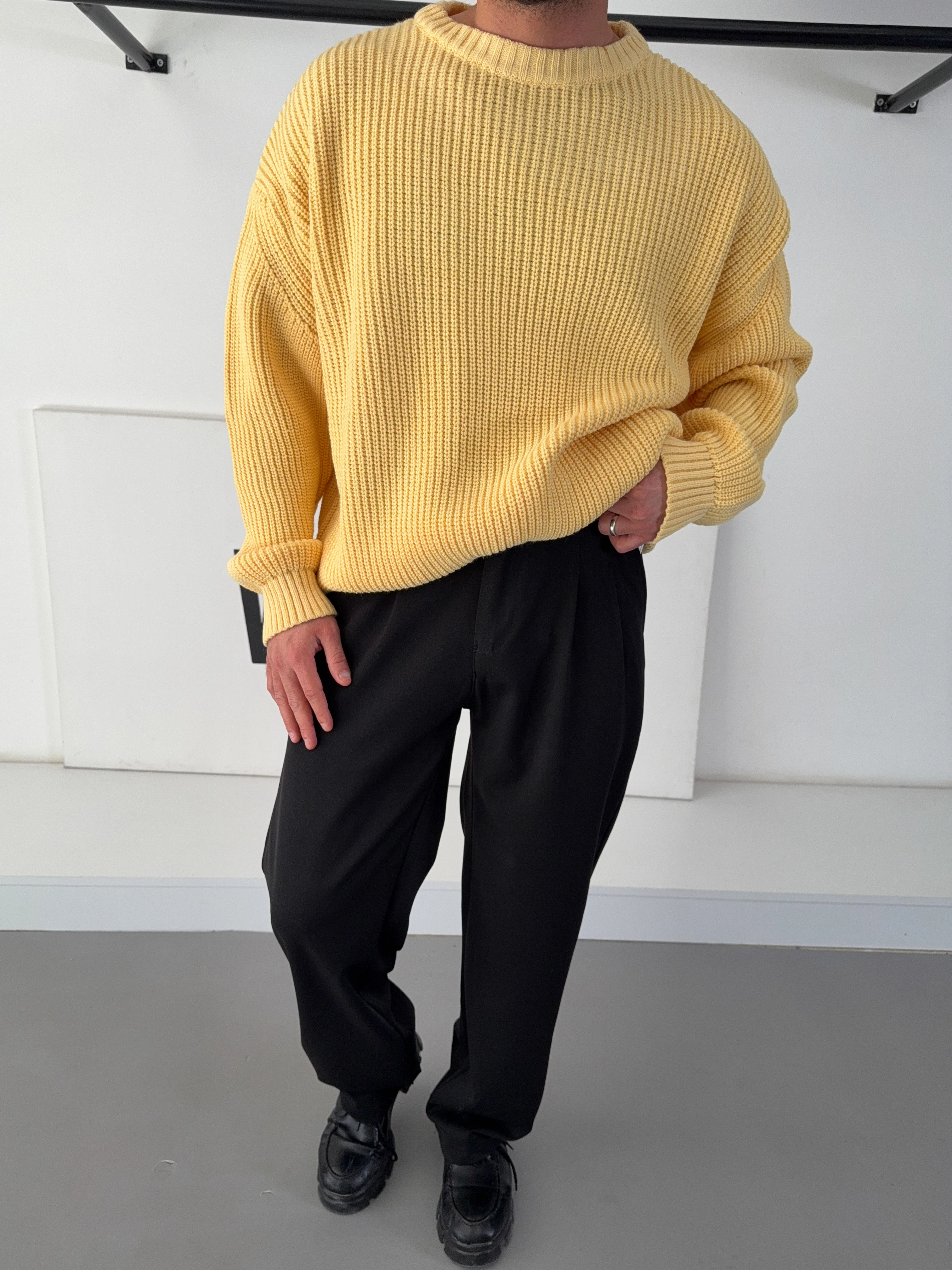 Sarı Basic Oversize Triko (Premium Ürün)