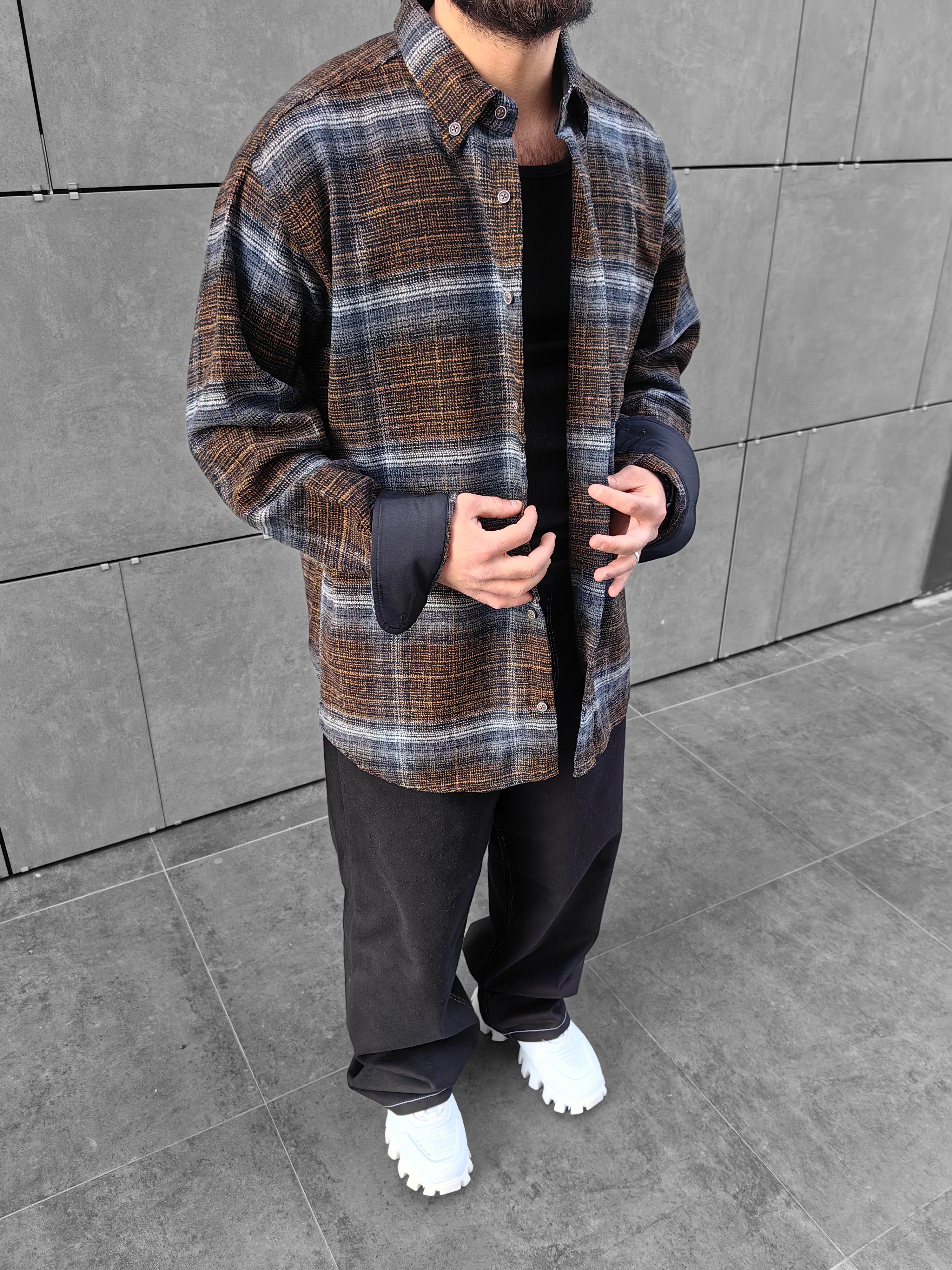 Haki / Gri Oversize Oduncu Gömleği