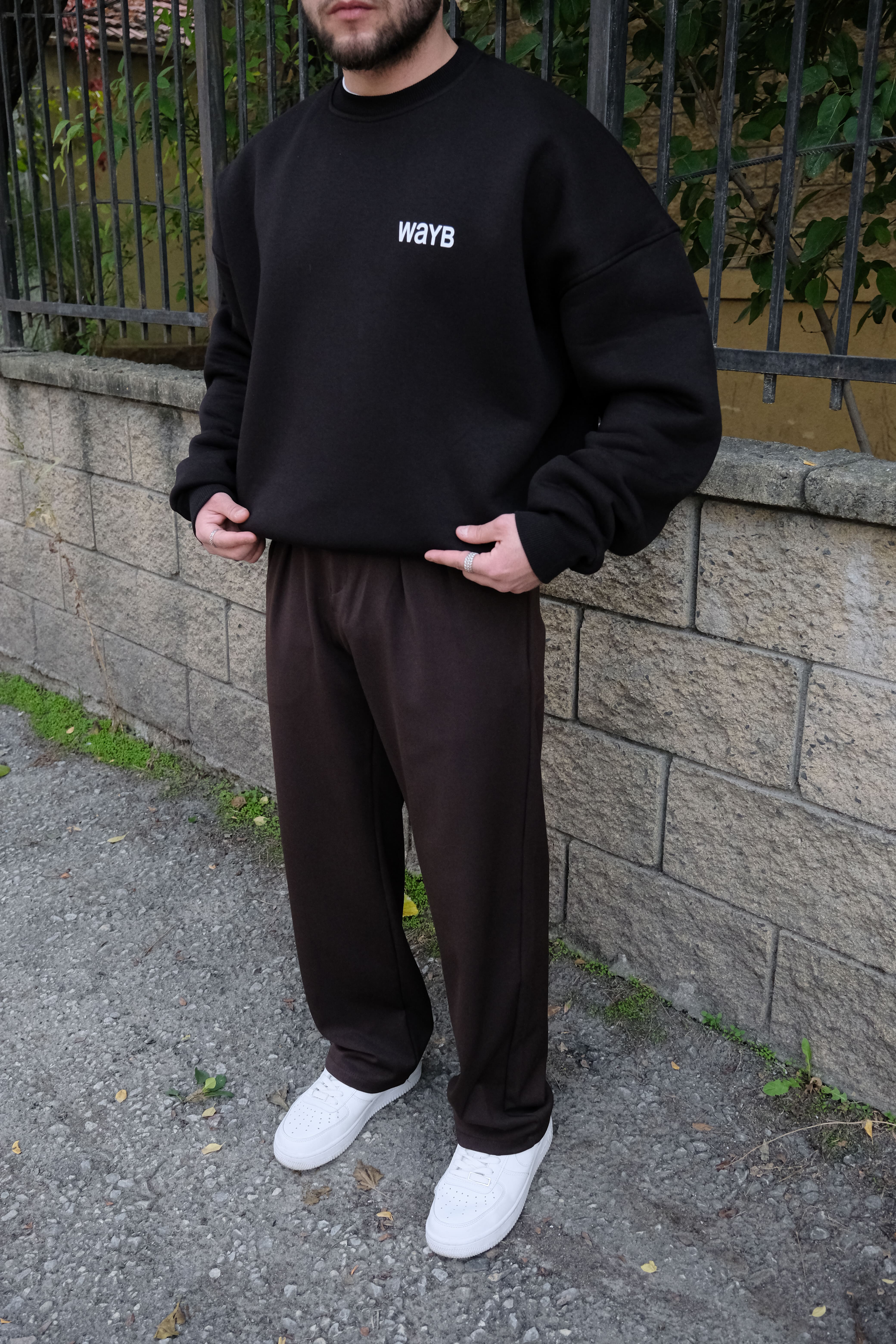 Wayb Bomber Extra Oversize Siyah Sweatshirt (Premium Ürün)