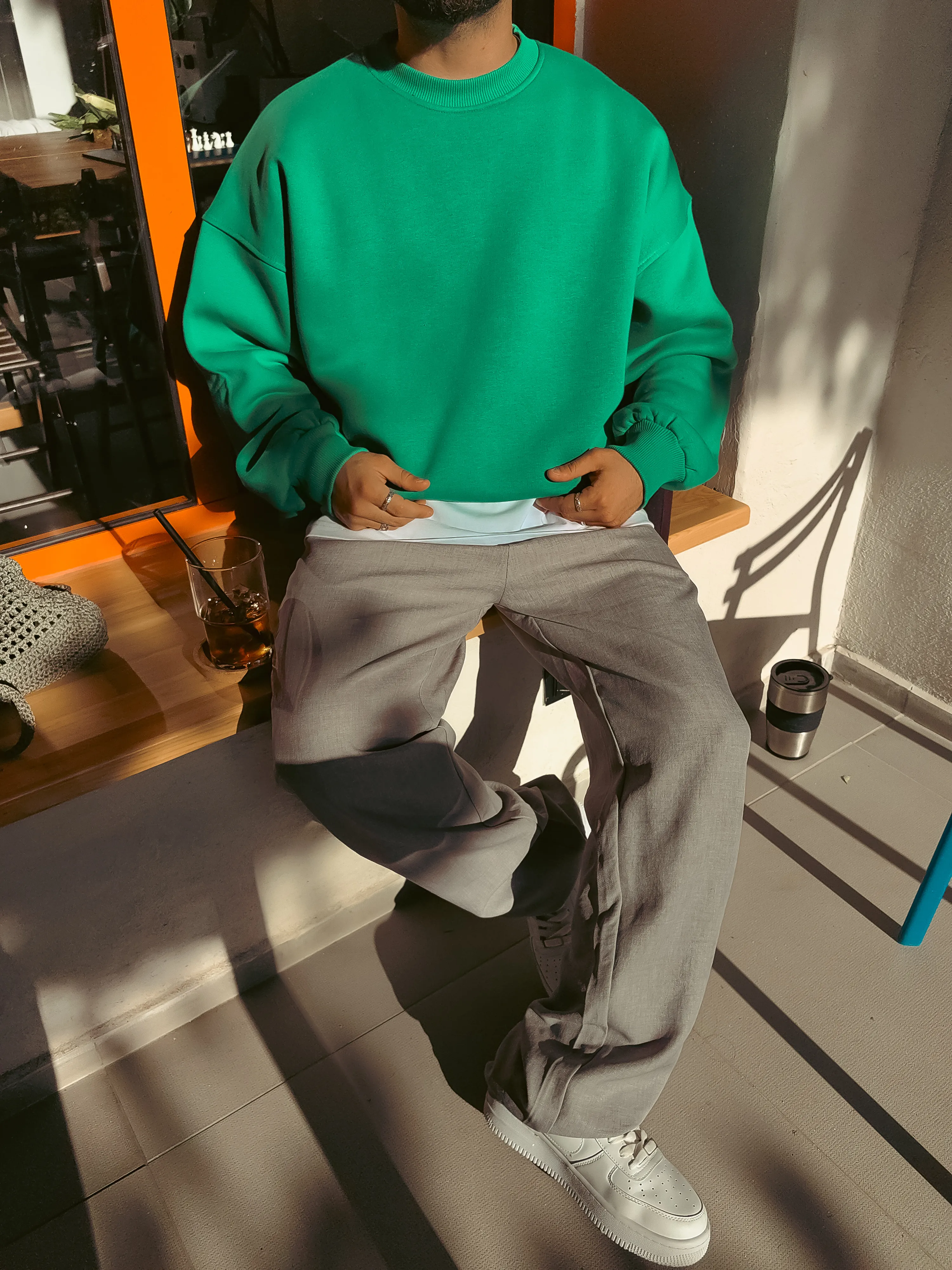 Benetton Yeşil Extra Oversize Sweatshirt