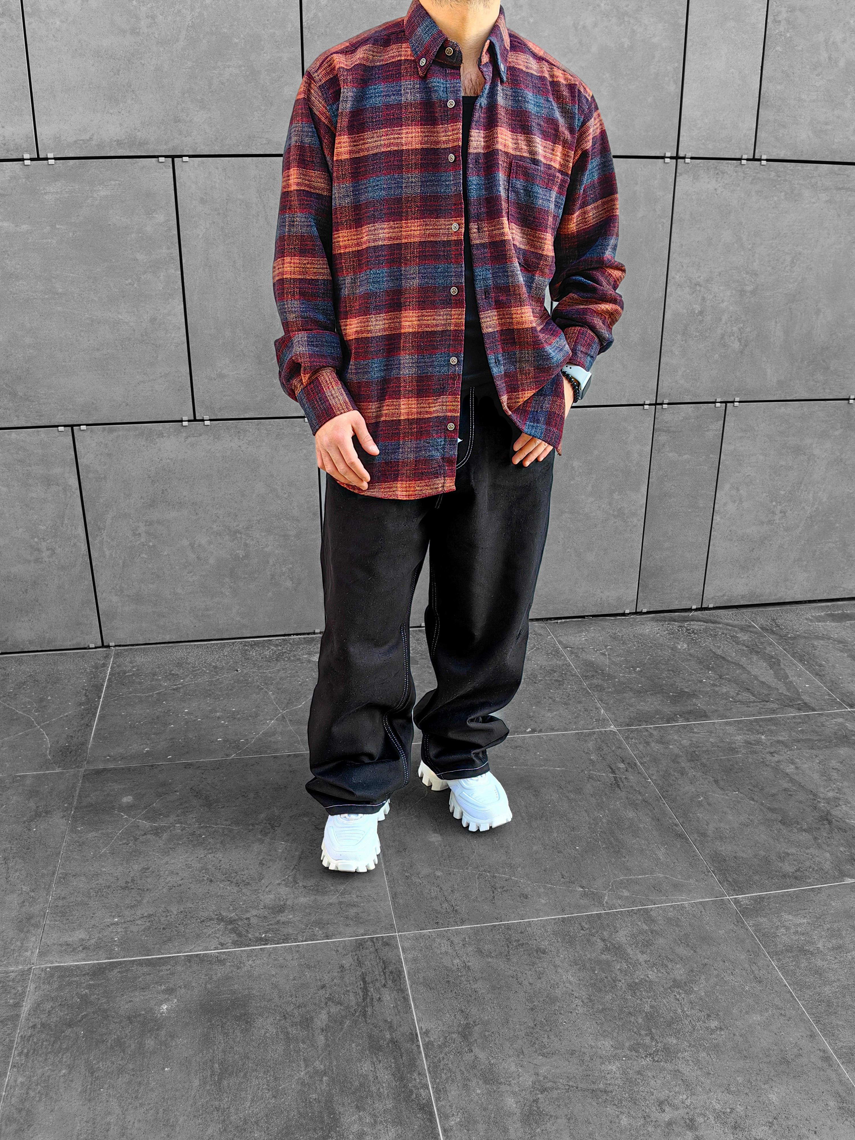 Bordo Oversize Oduncu Gömleği