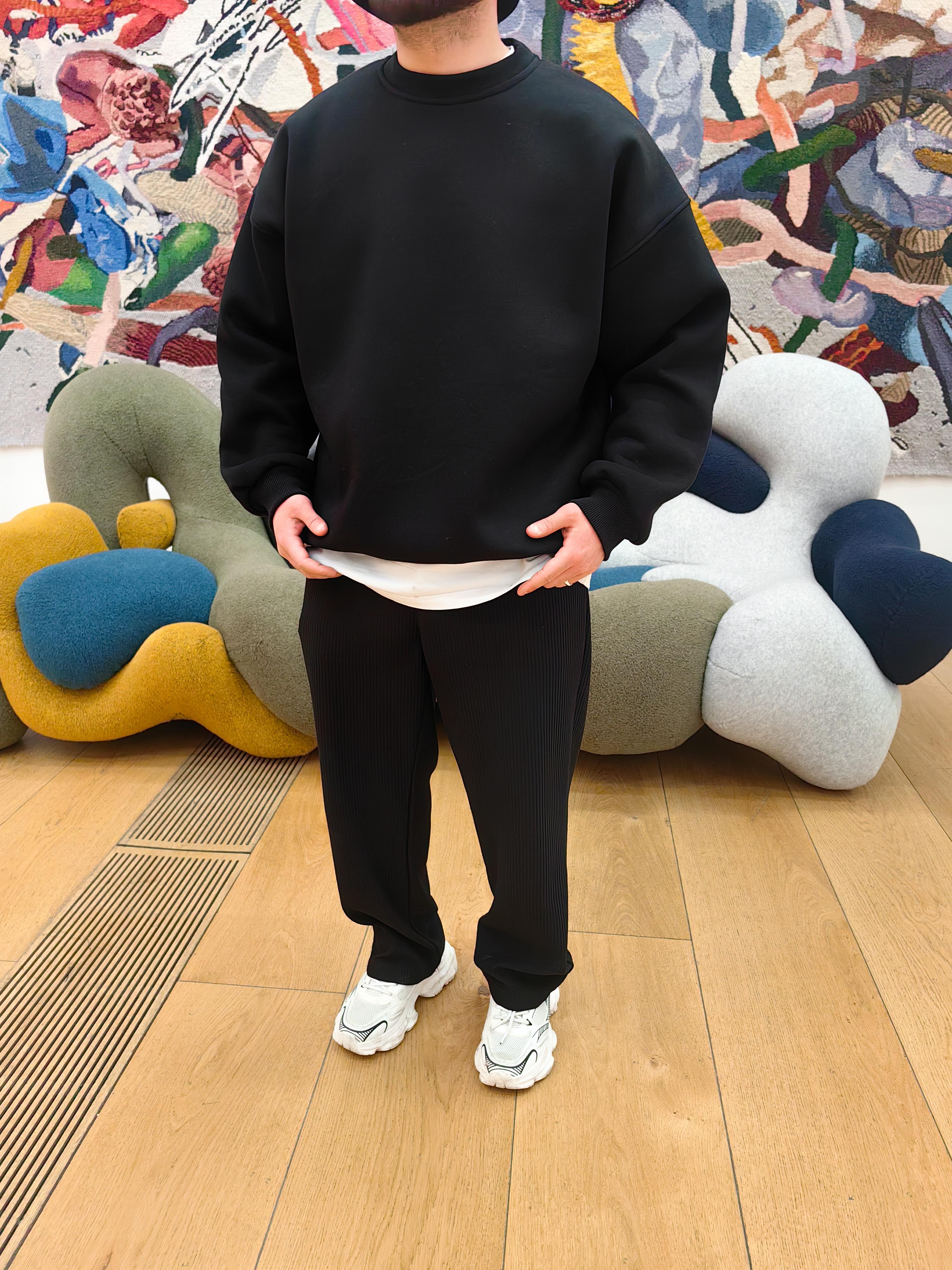 Black Basic Extra Oversize Sweatshirt