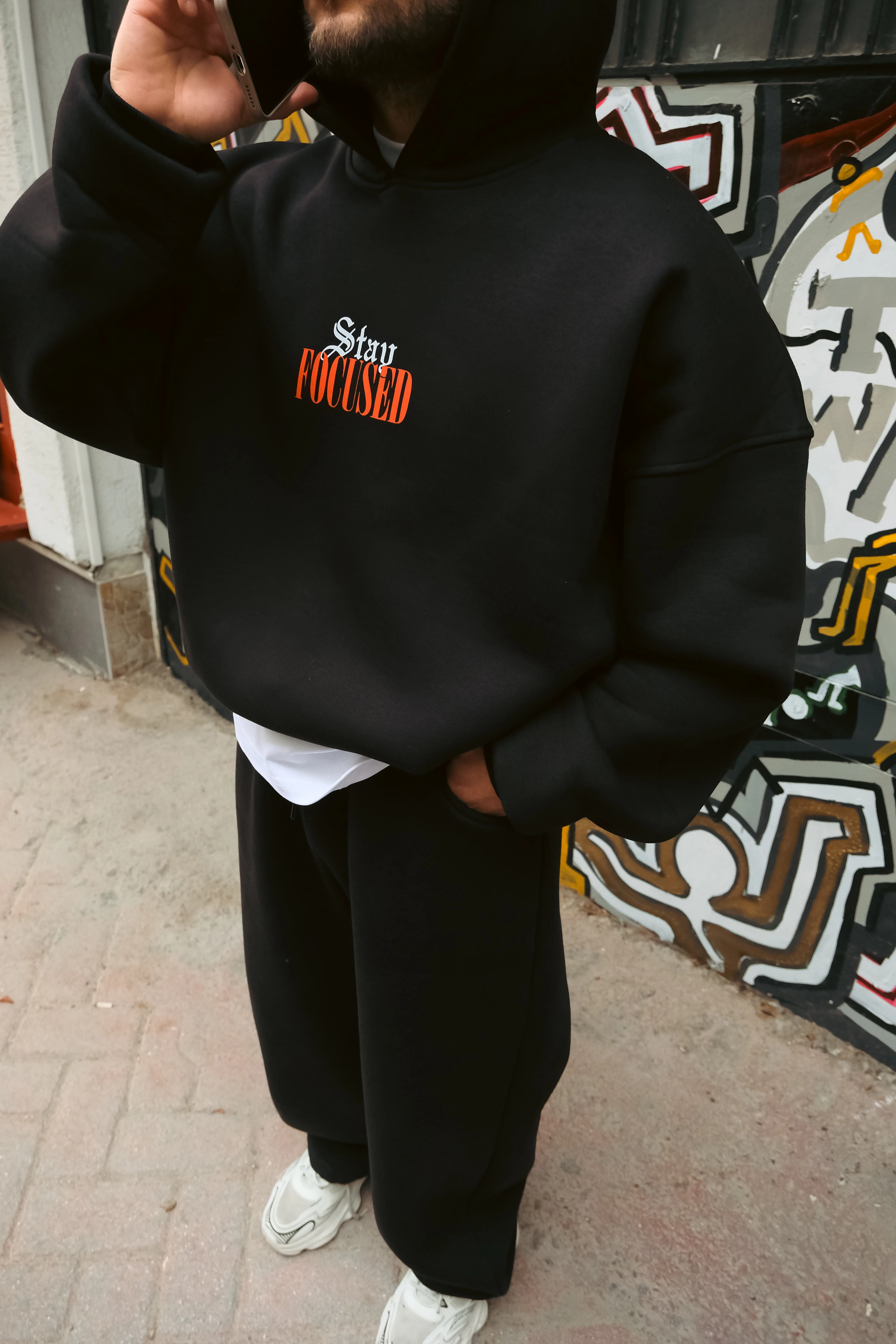 Stay Focused Bomber Extra Oversize Siyah Hoodie
