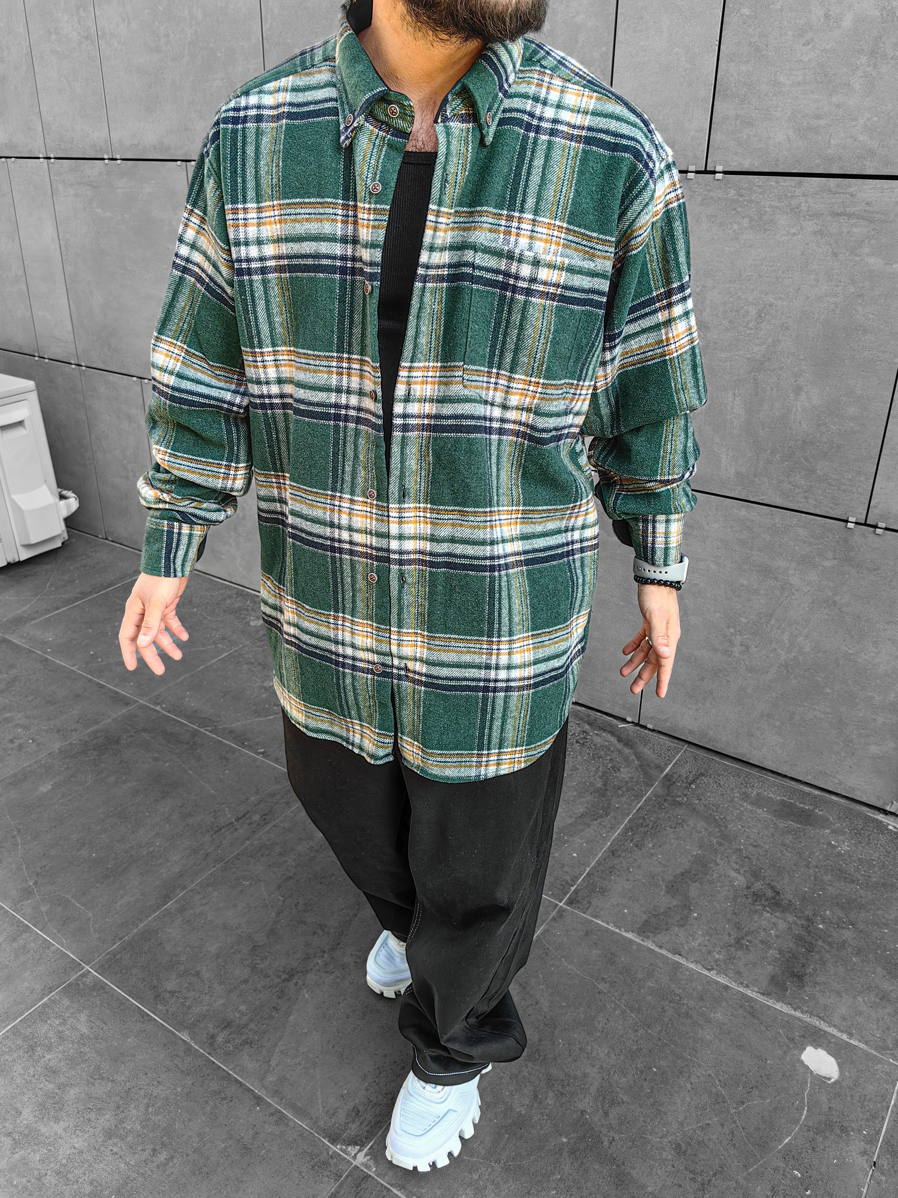 Oversize Oduncu Gömleği - Yeşil