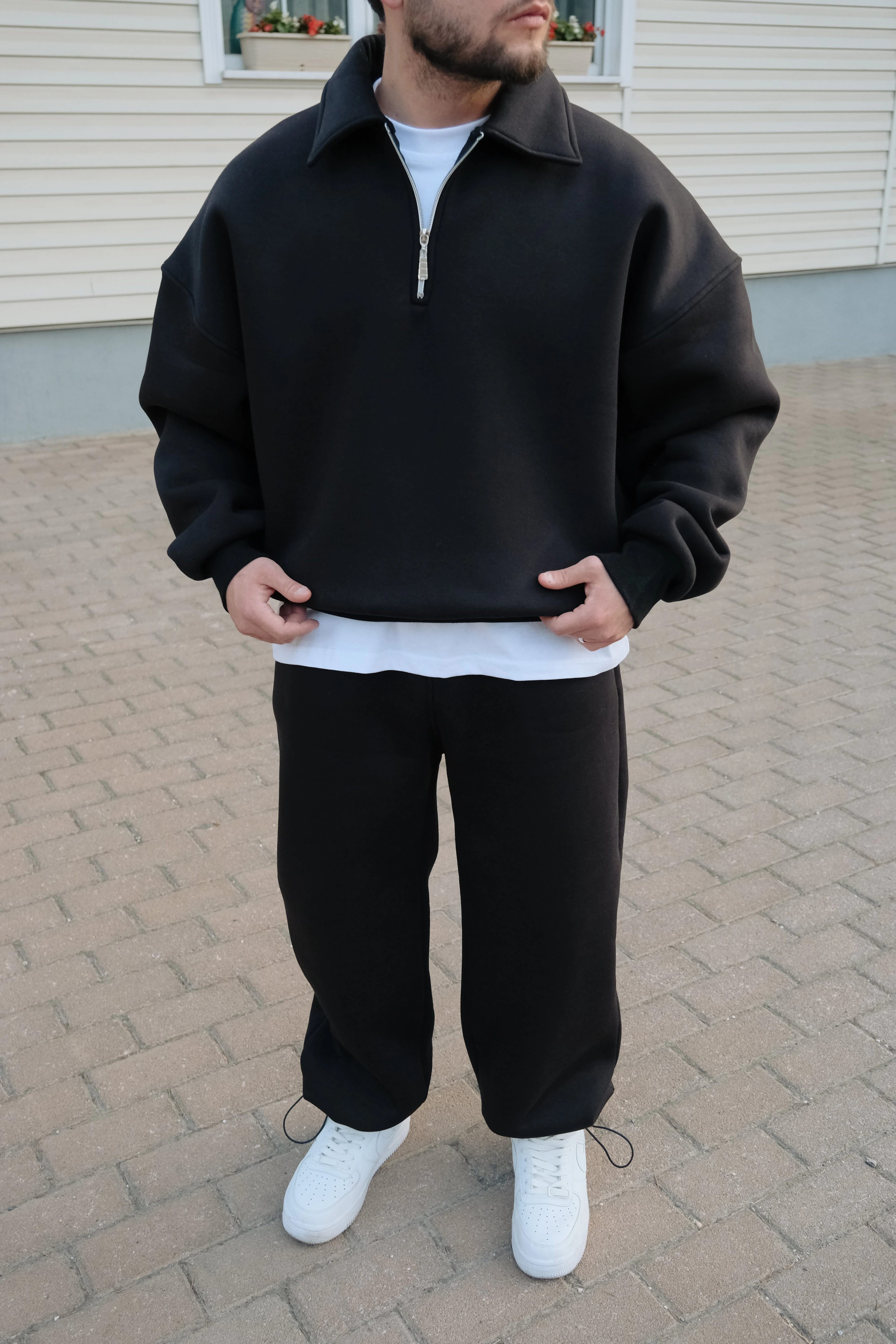 Bomber Yarım Fermuarlı Oversize Sweatshirt 