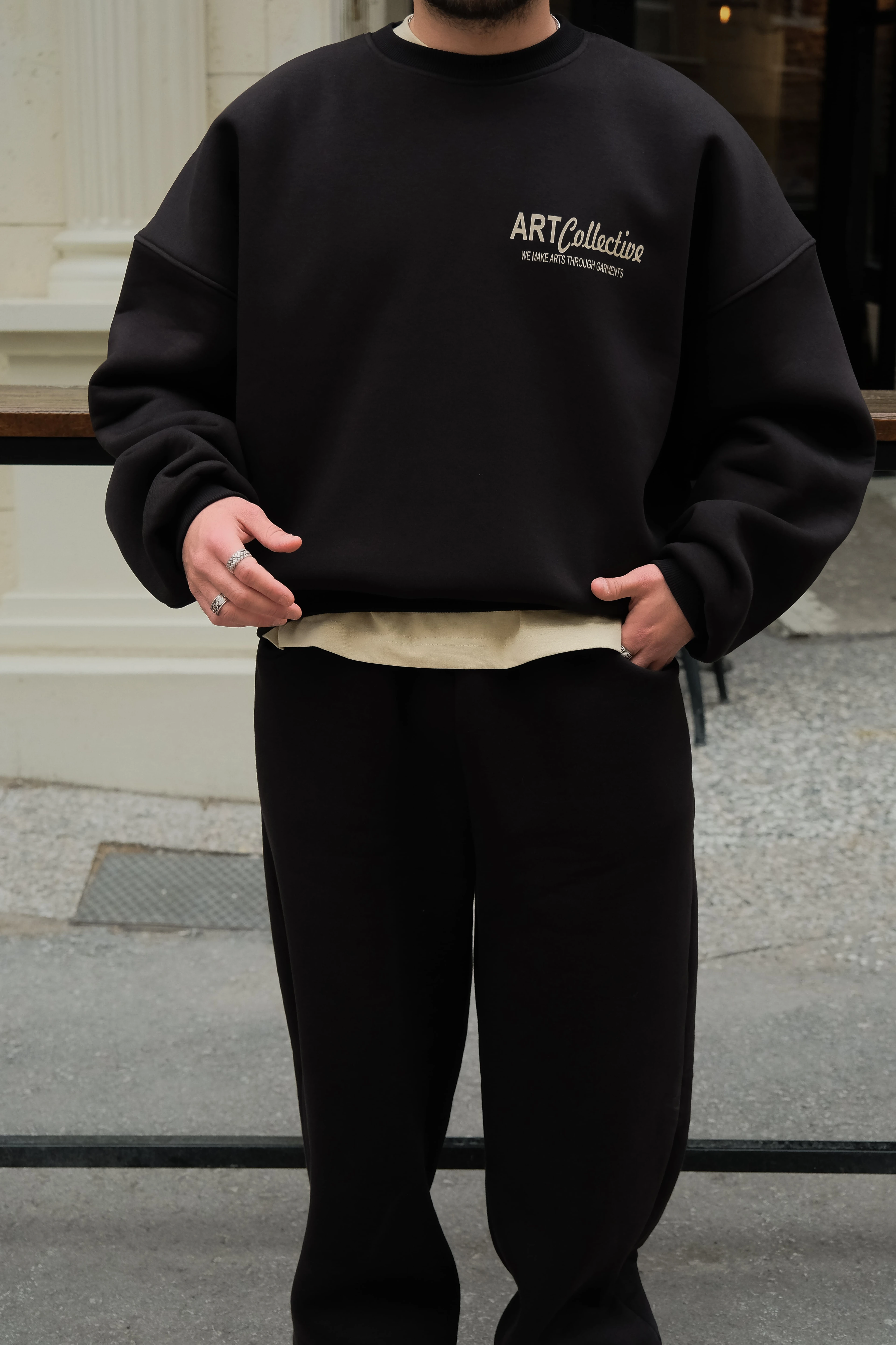 ArtCollective Bomber Extra Oversize Siyah Sweatshirt ( premium ürün )