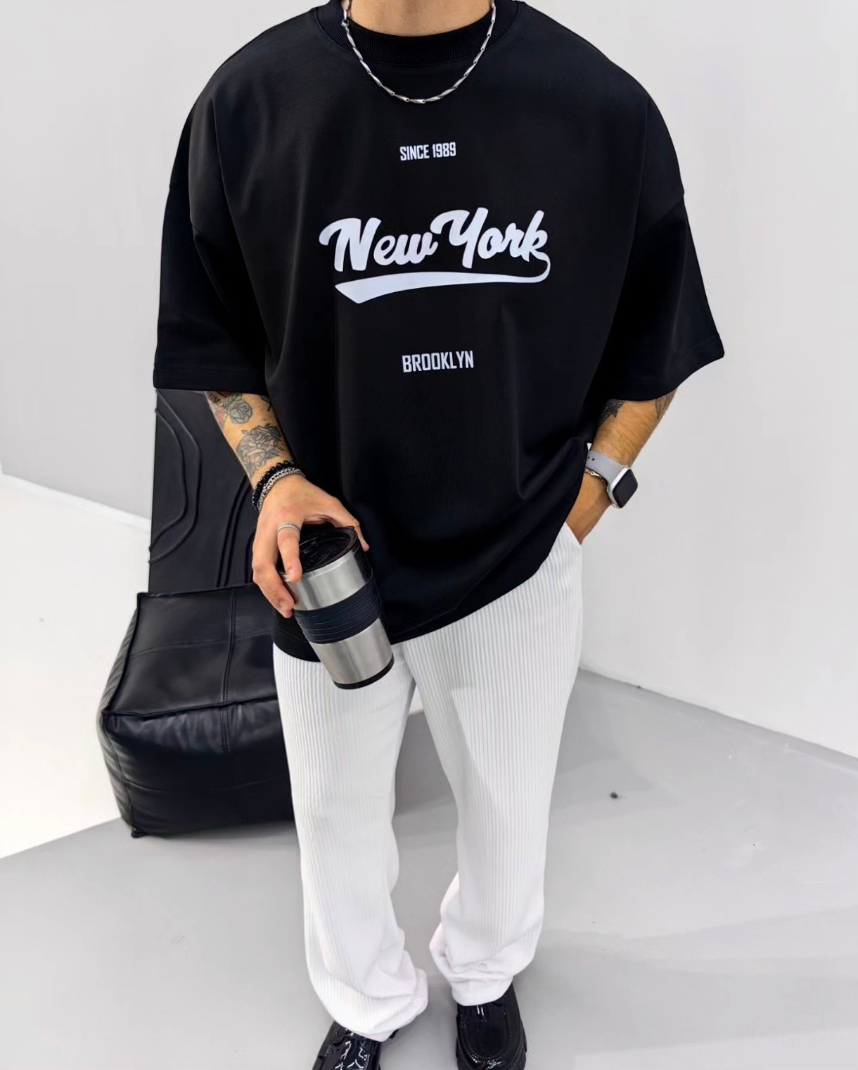 NewYork Extra Oversize SiyahTshirt