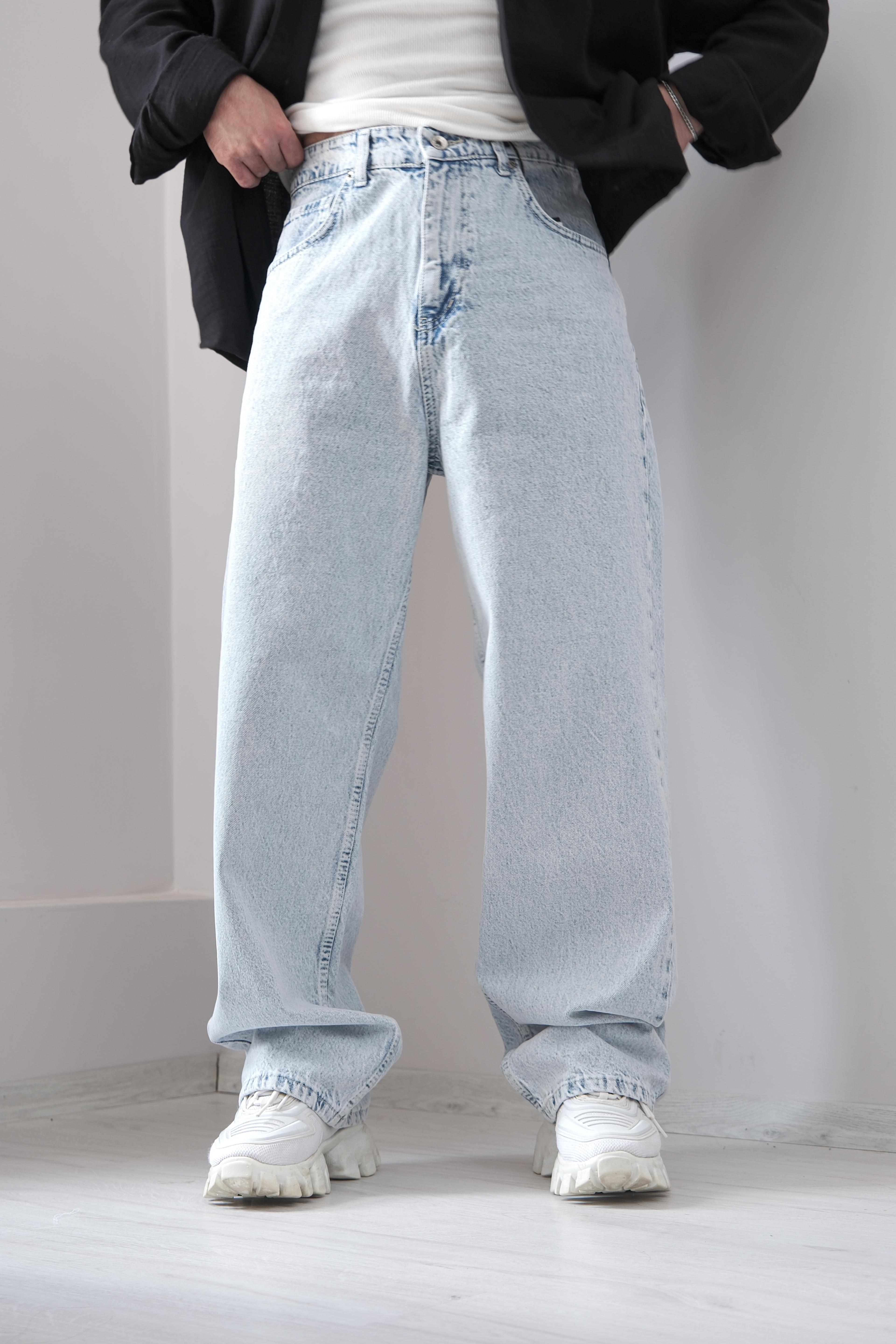 Buz Mavi Baggy Jean Premium Kalite