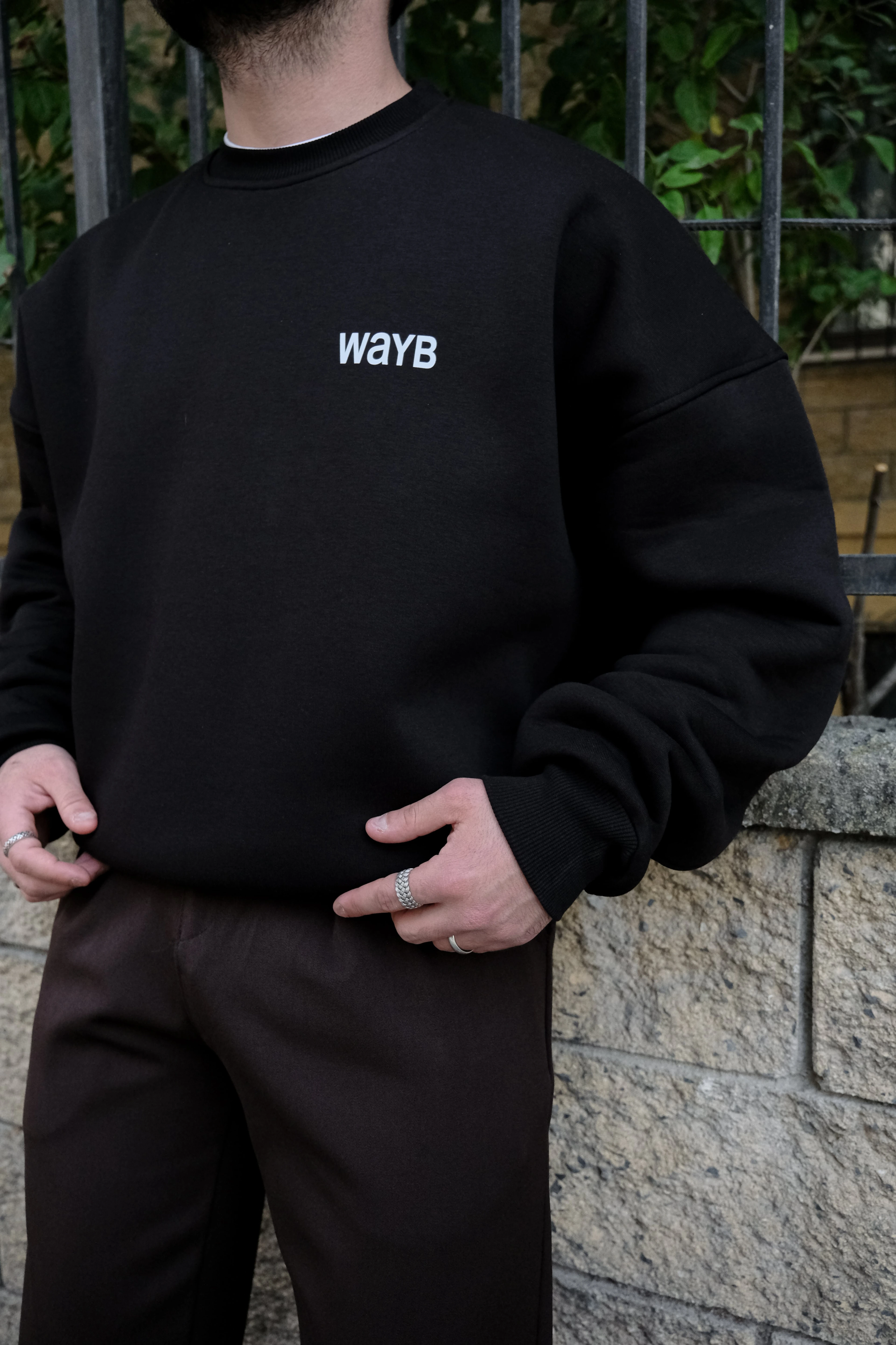 Wayb Bomber Extra Oversize Siyah Sweatshirt (Premium Ürün)