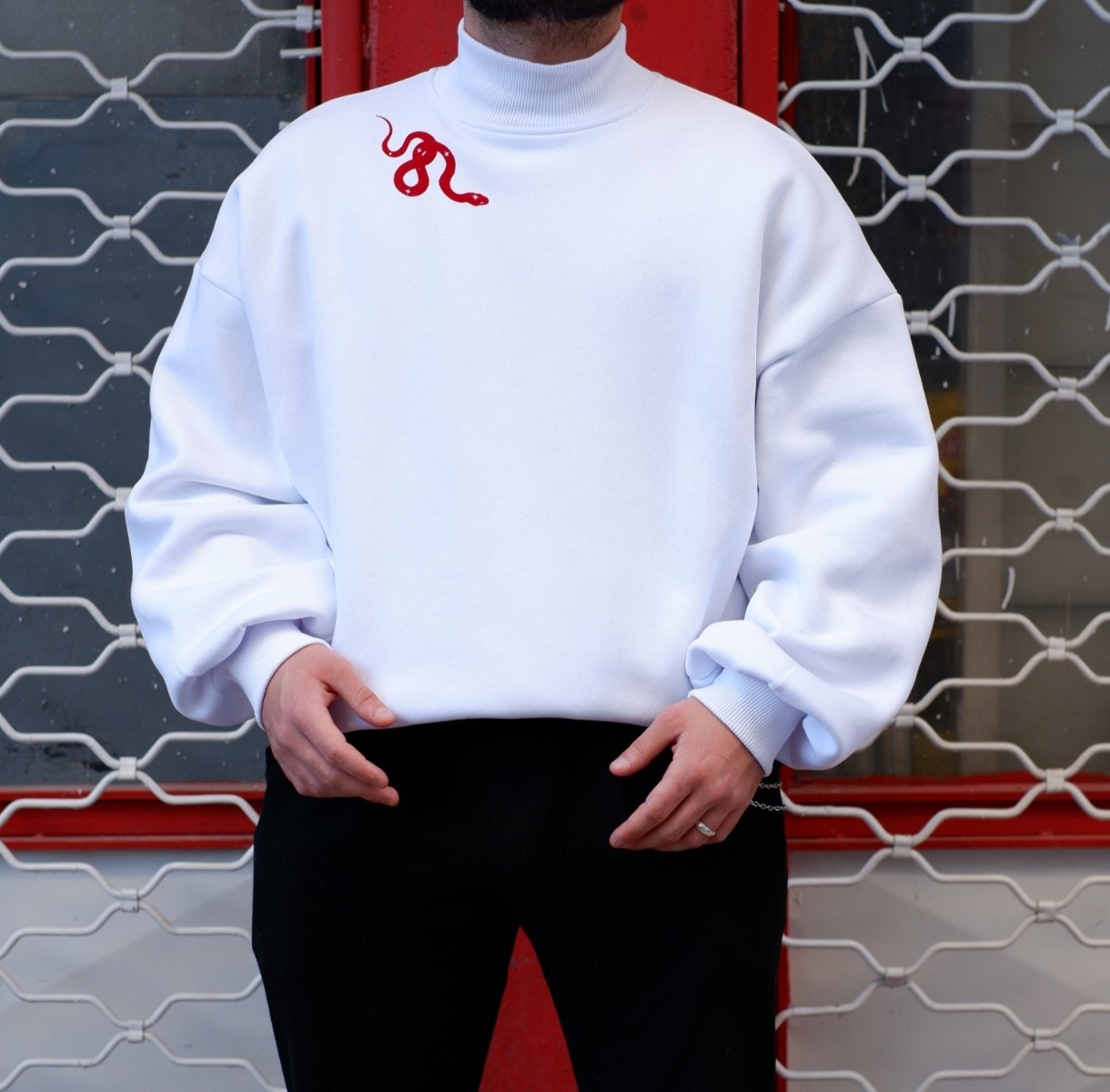 Snake Ekstra Oversize Boğazlı Sweatshirt