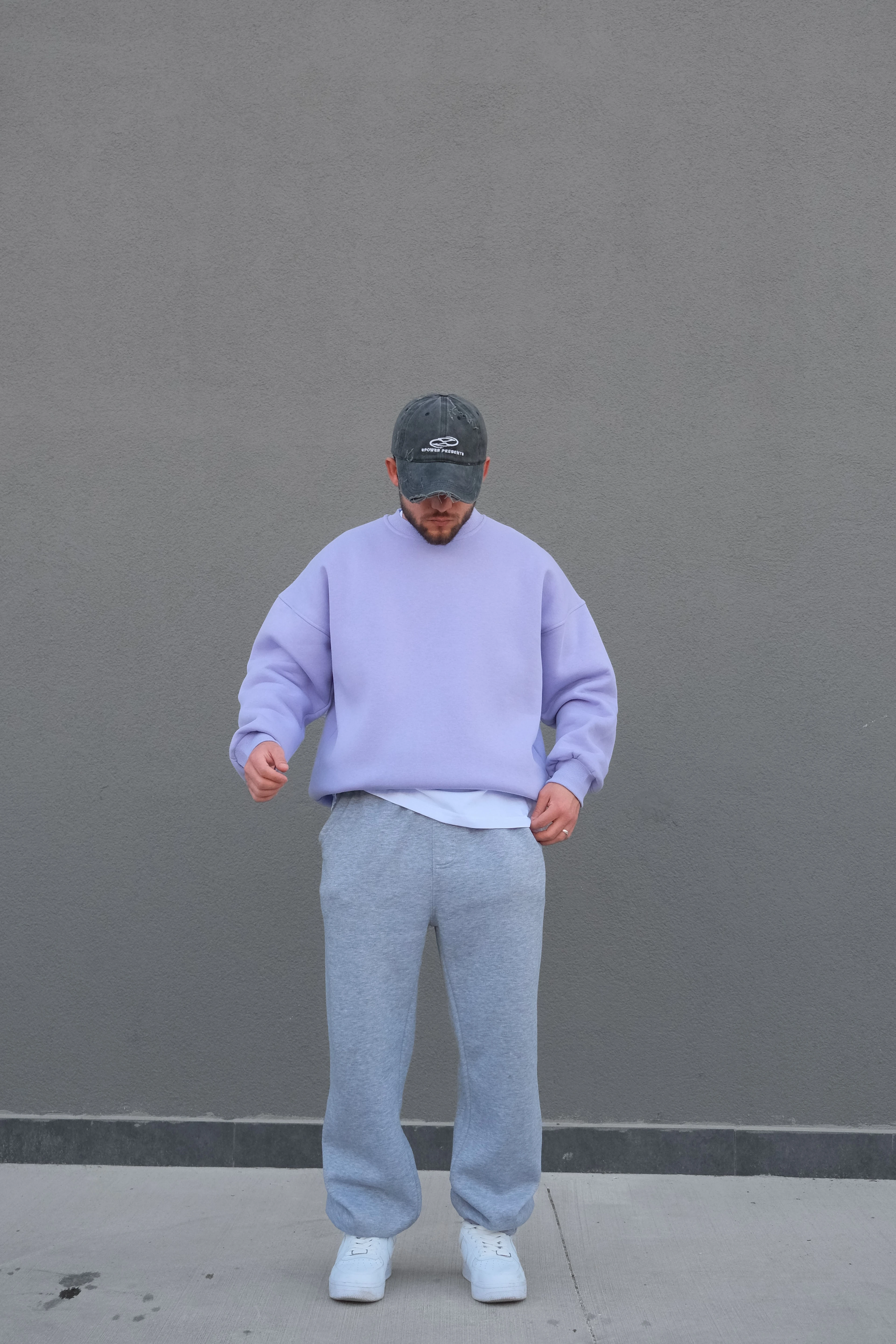 Lila Extra Oversize Basic Sweatshirt (Premium Ürün) 