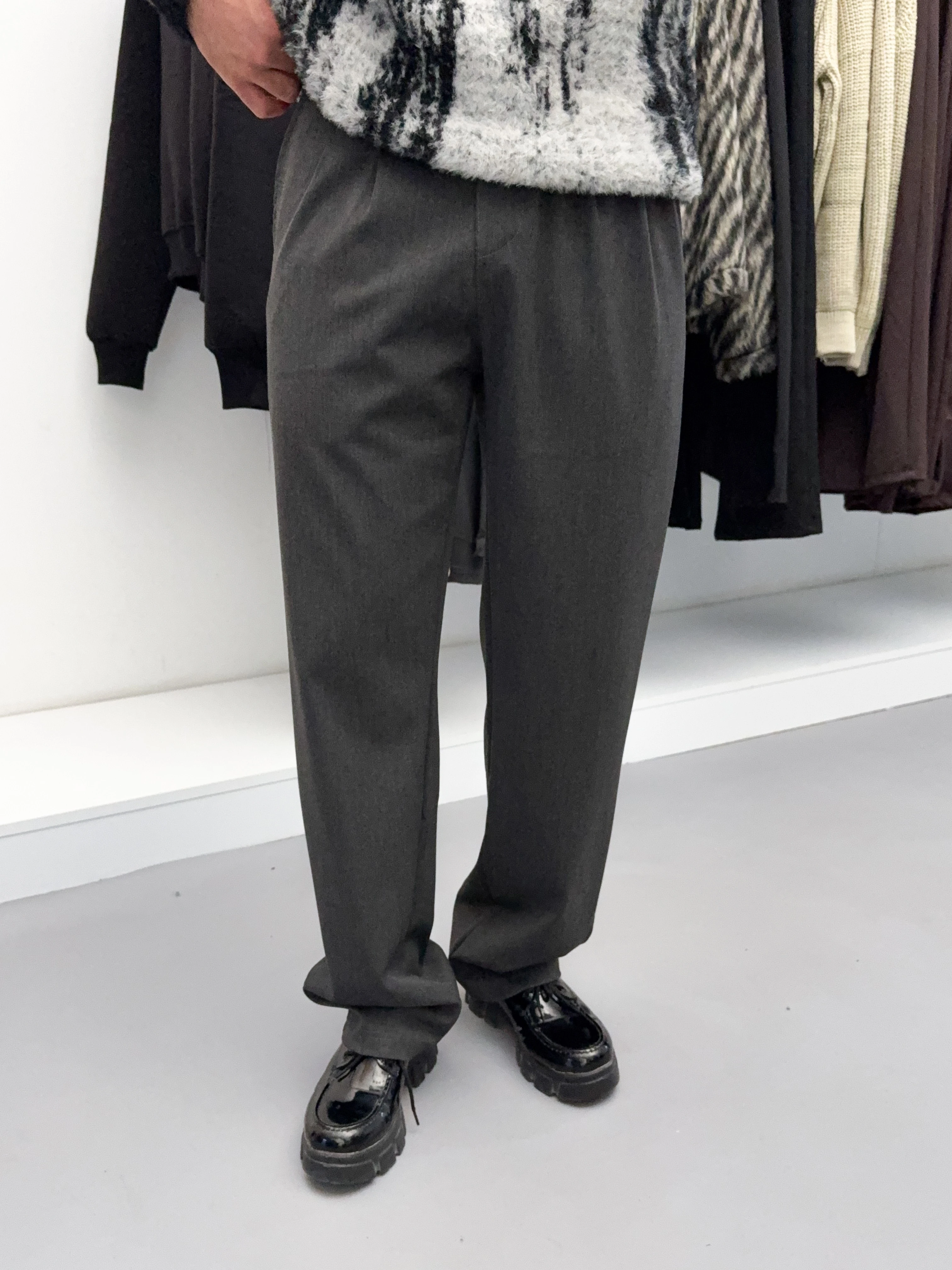 Antrasit Baggy Kumaş Pantolon