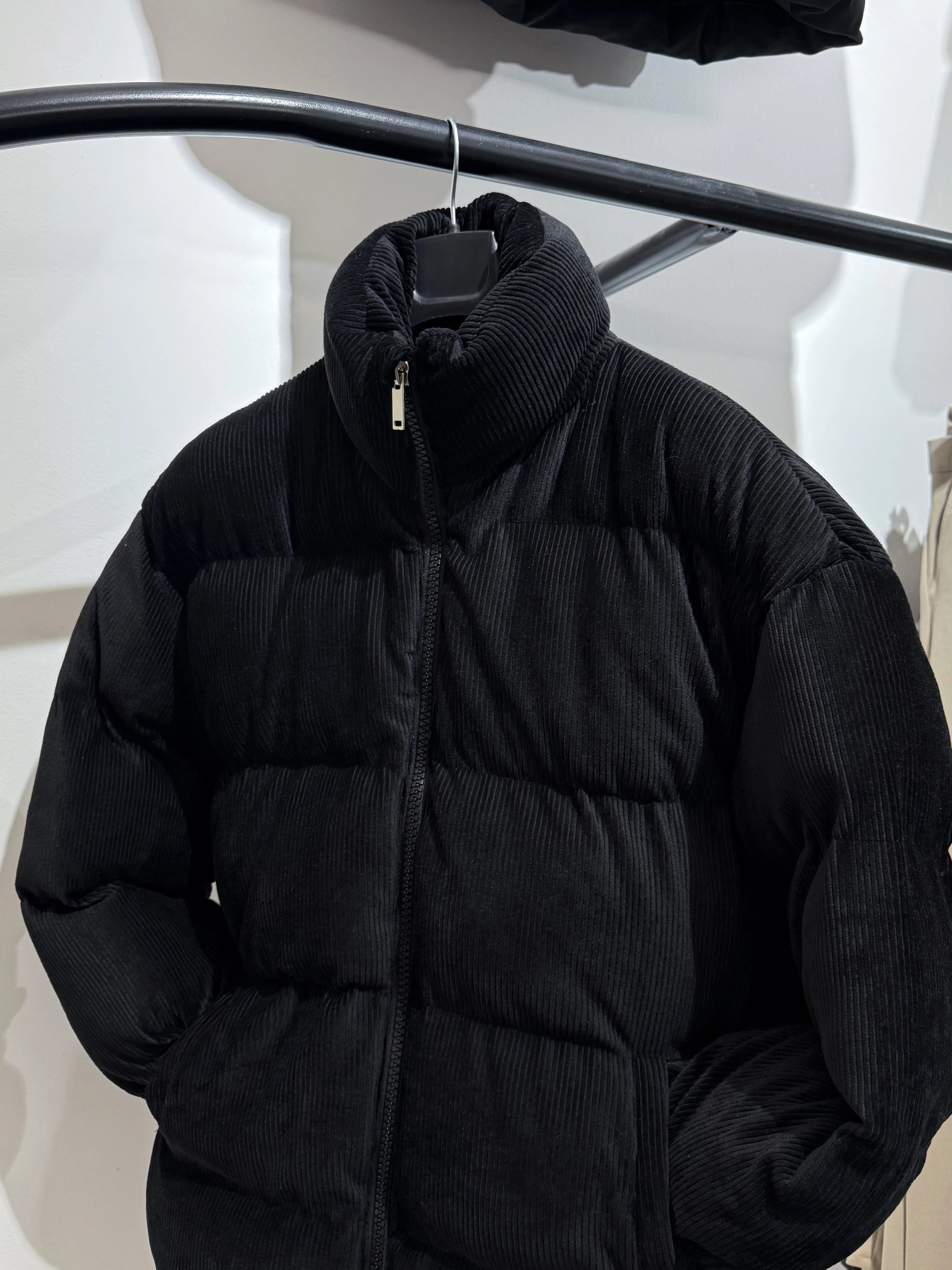 Oversize Siyah Kadife Mont