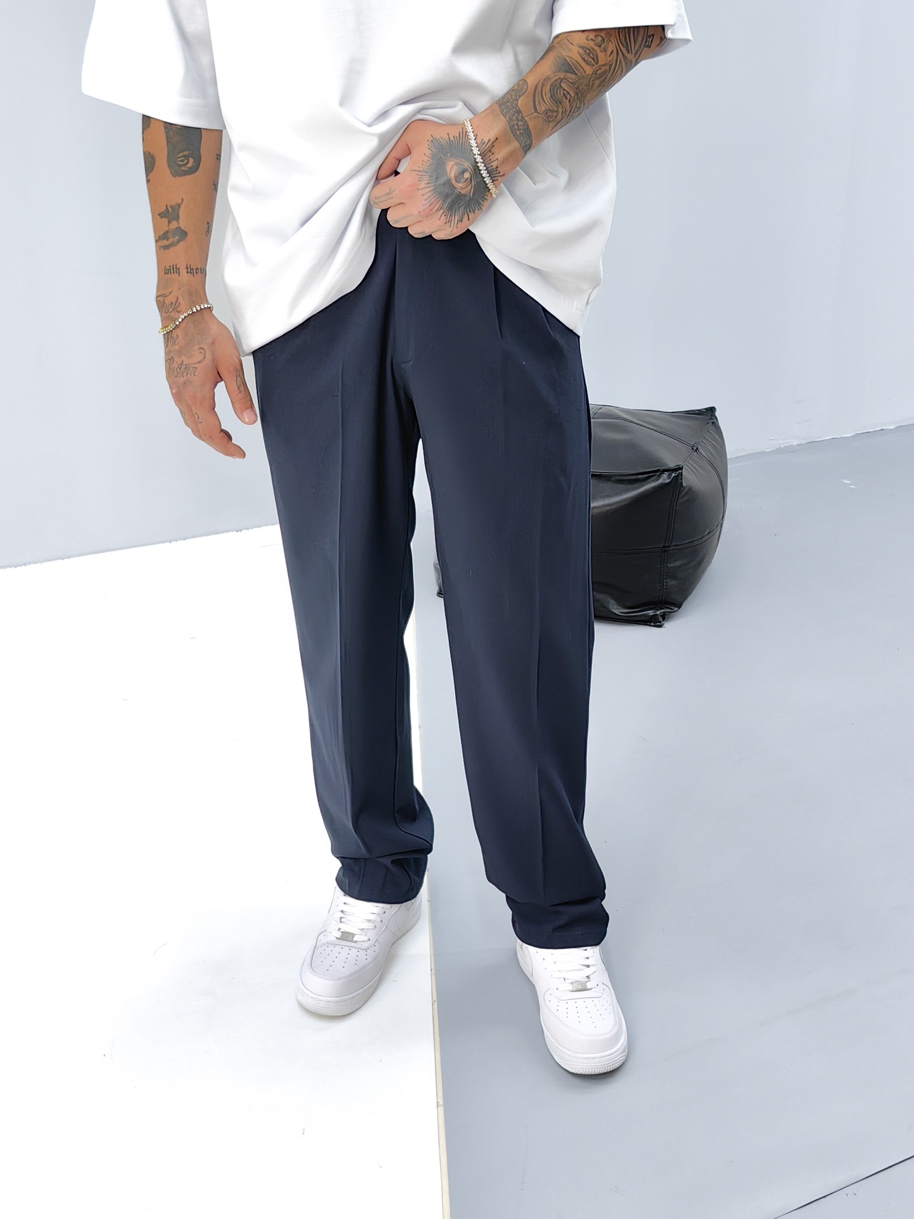 Lacivert Baggy Kumaş Pantolon