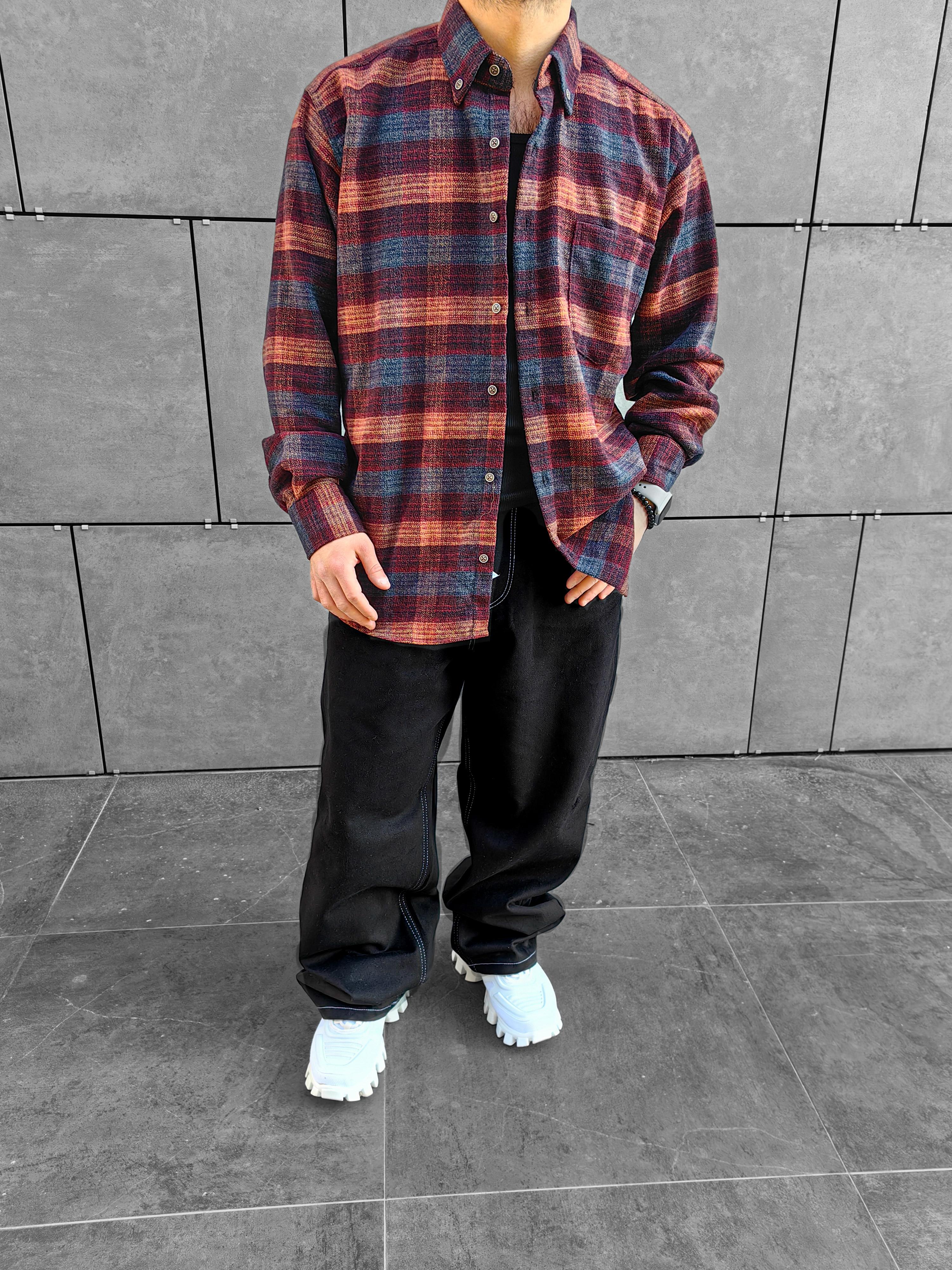 Bordo Oversize Oduncu Gömleği