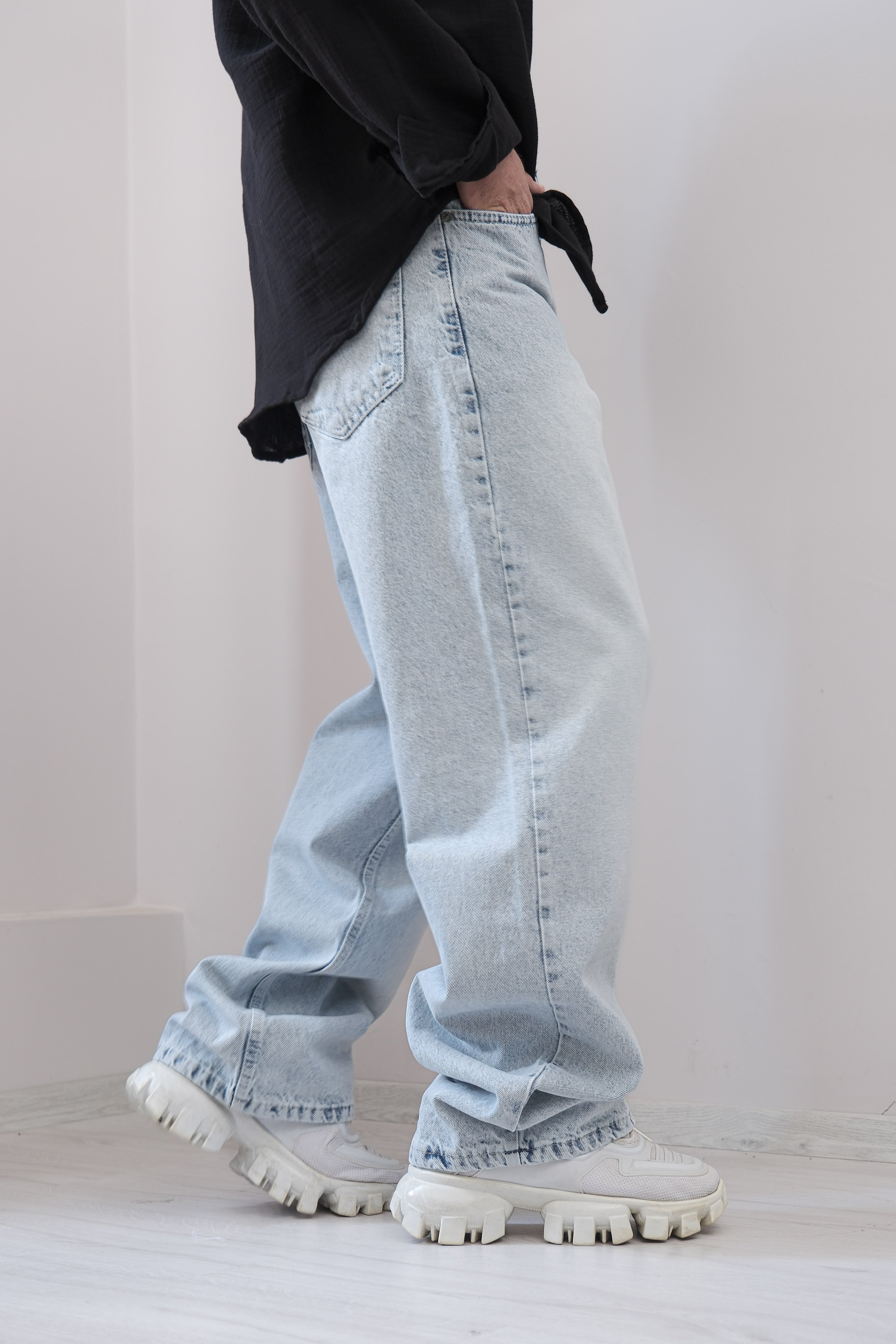 Eskitme Buz Mavi Jeans Premium Kalite 