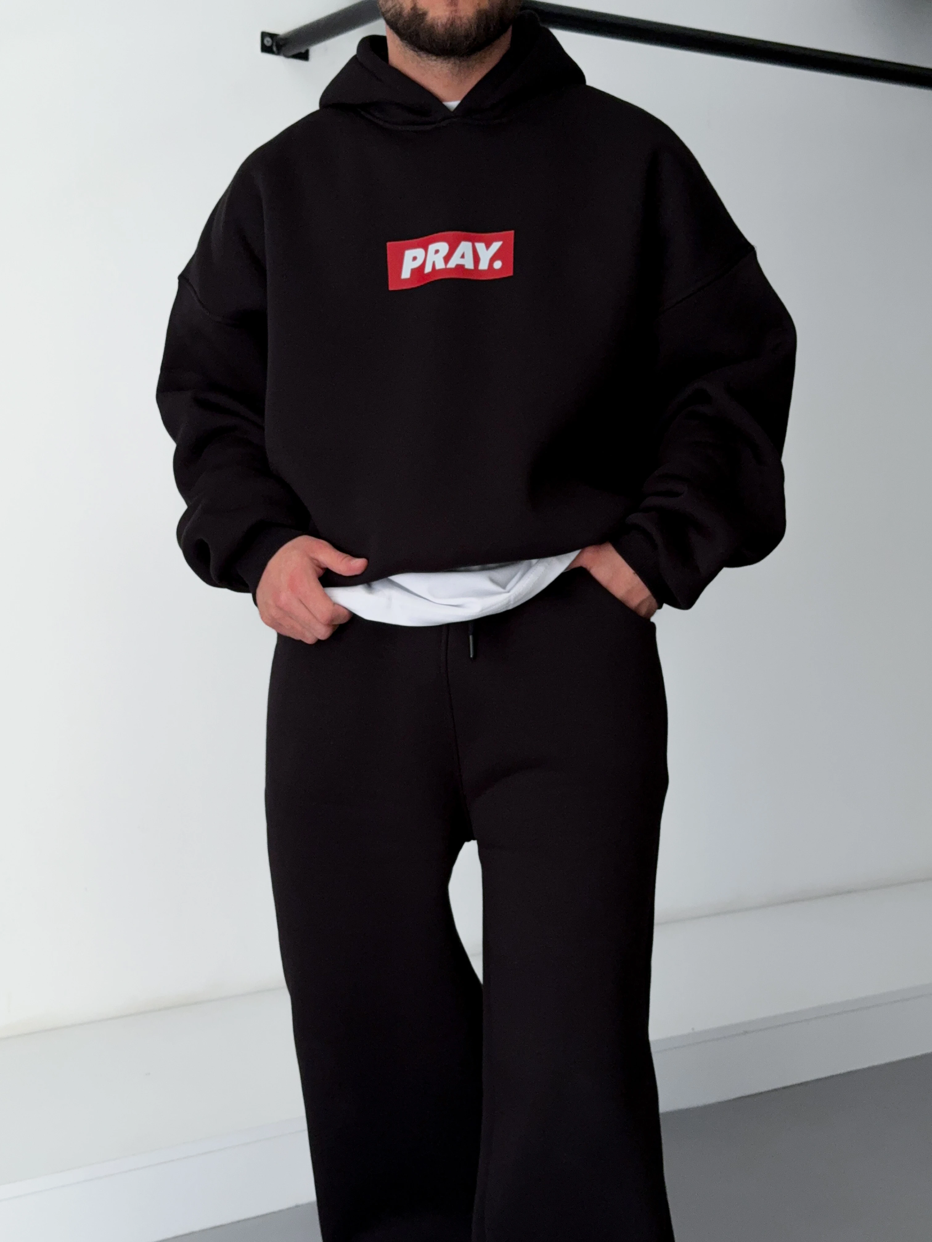 Pray Siyah Extra Oversize Hoodie